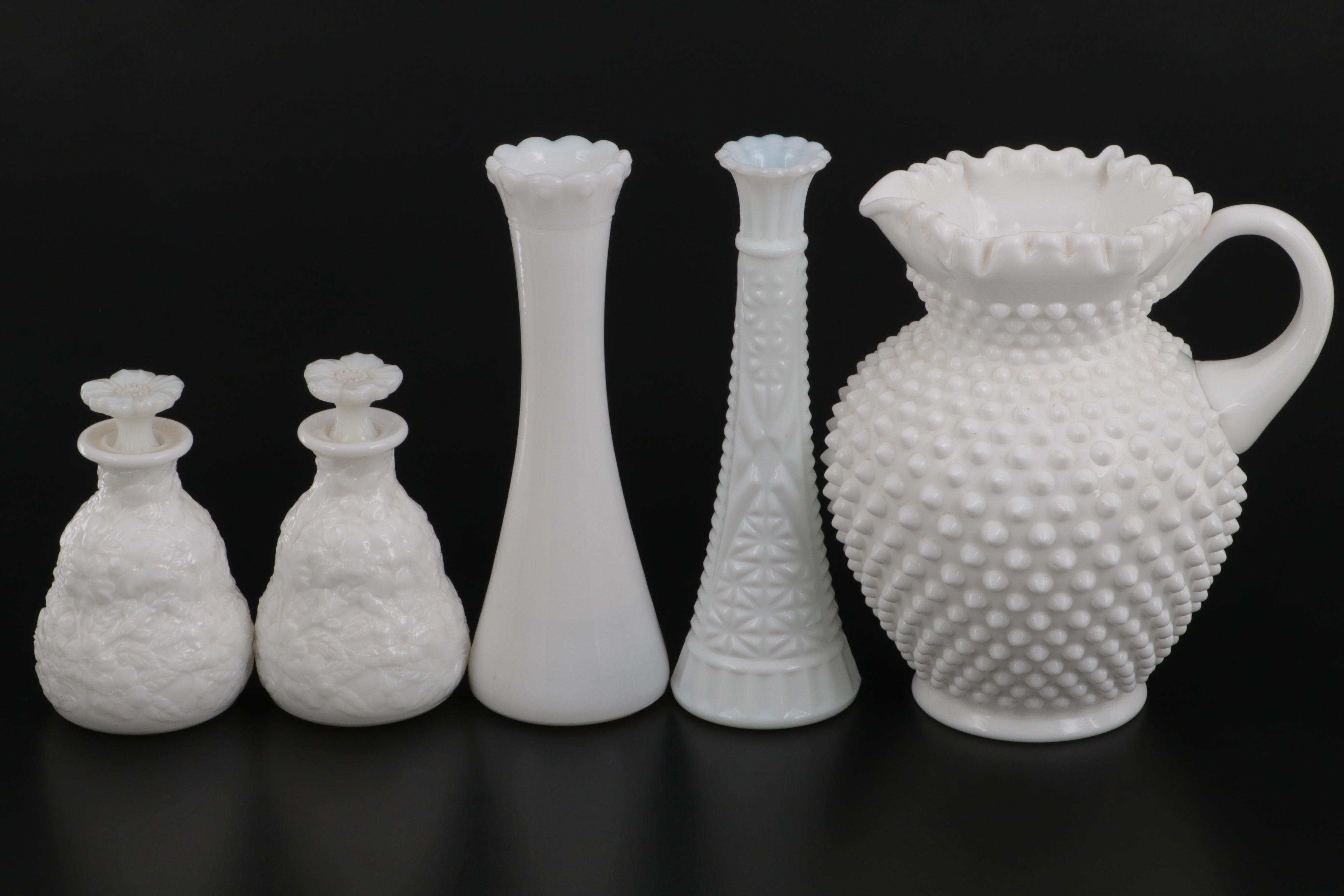 Hob Nail Pitcher with Milk Glass Collection