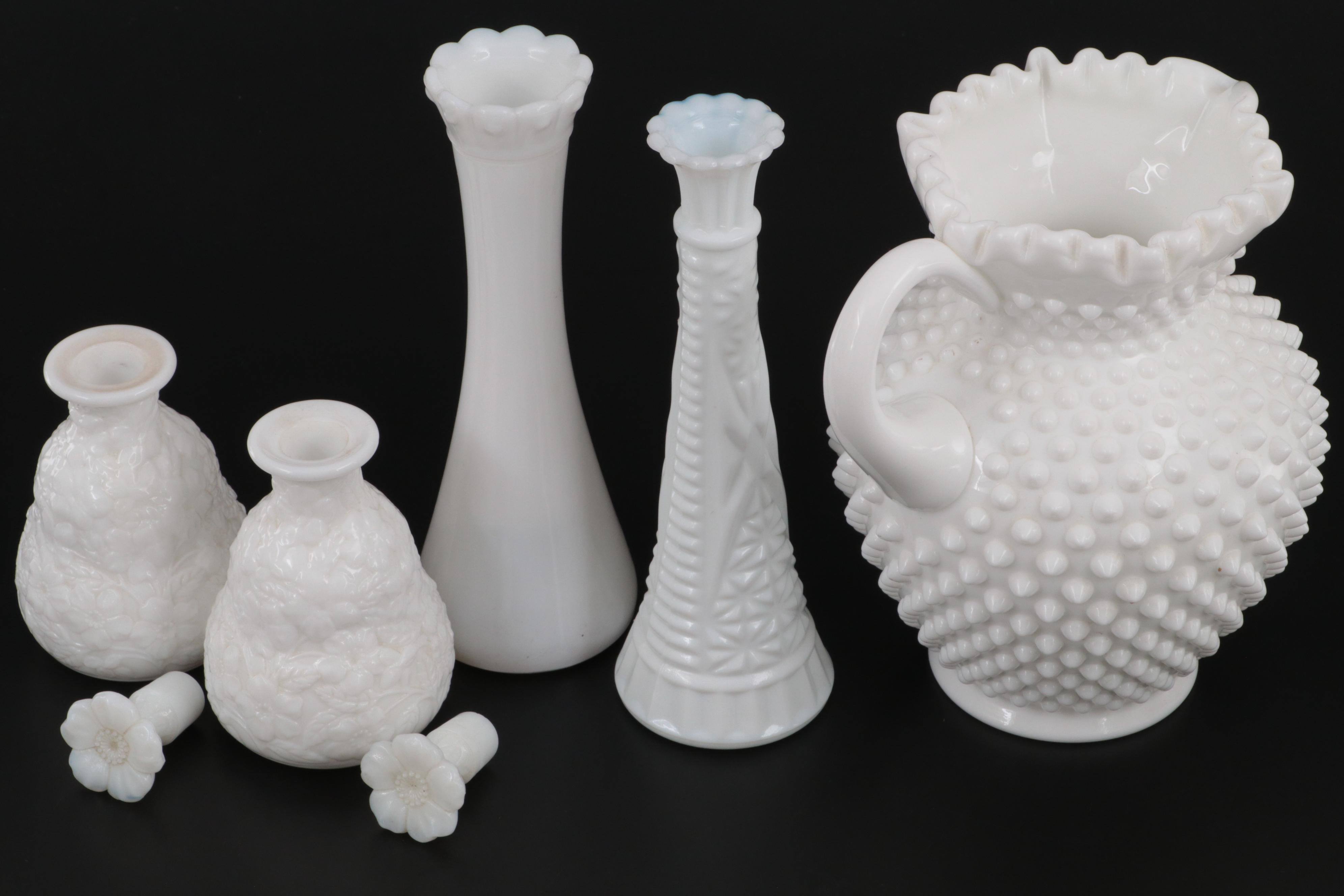 Hob Nail Pitcher with Milk Glass Collection