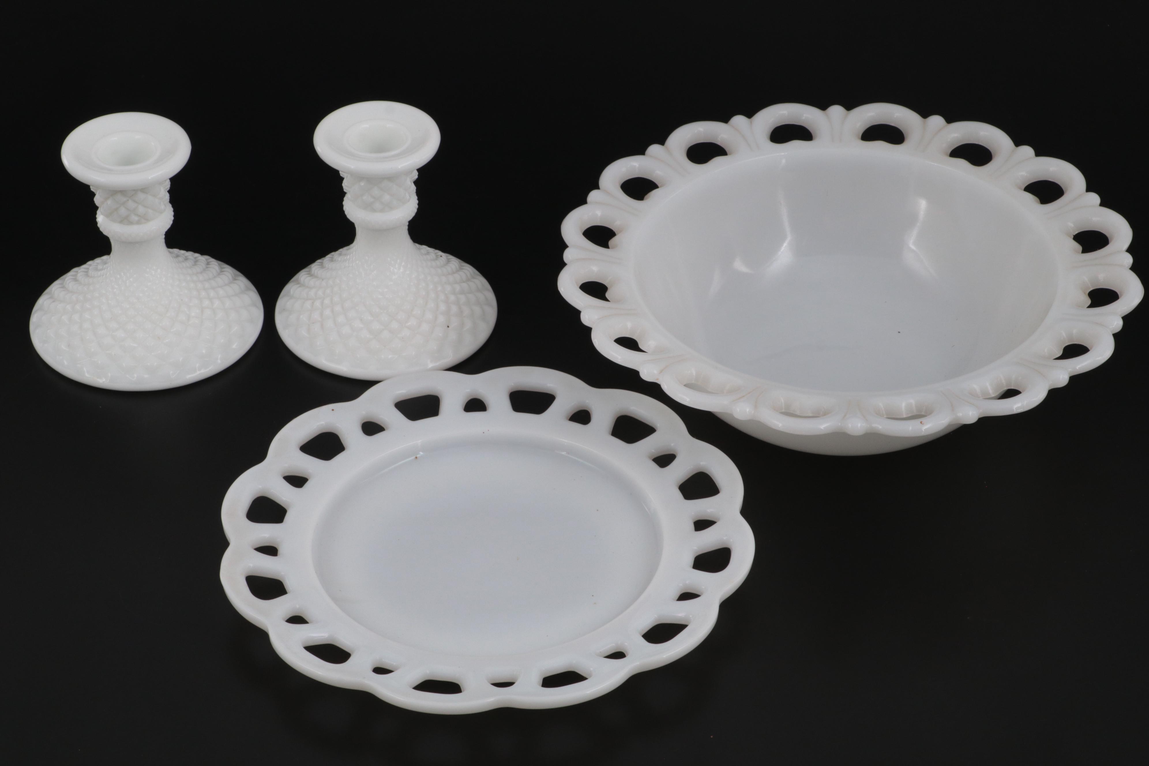 Hob Nail Pitcher with Milk Glass Collection