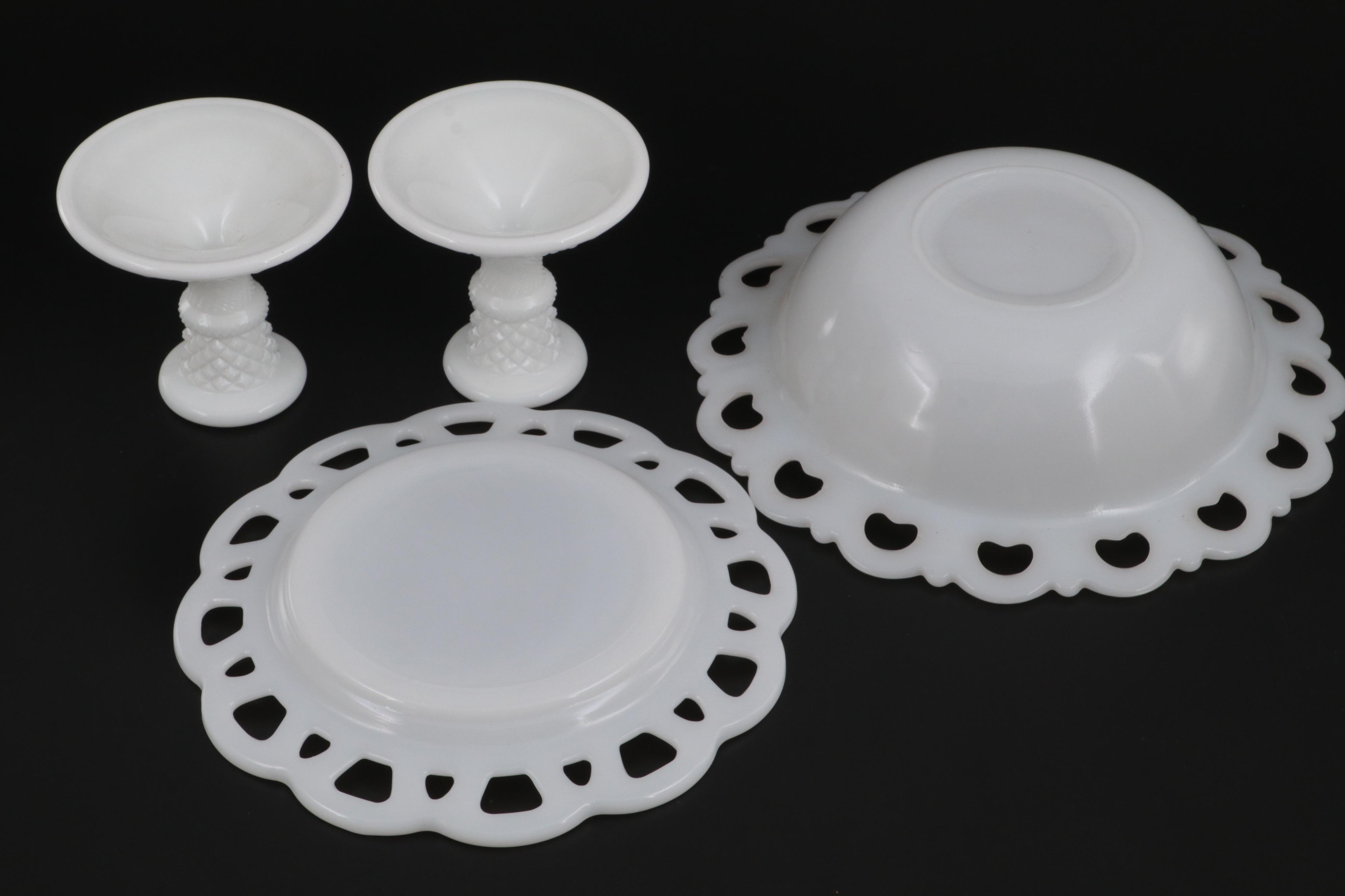 Hob Nail Pitcher with Milk Glass Collection