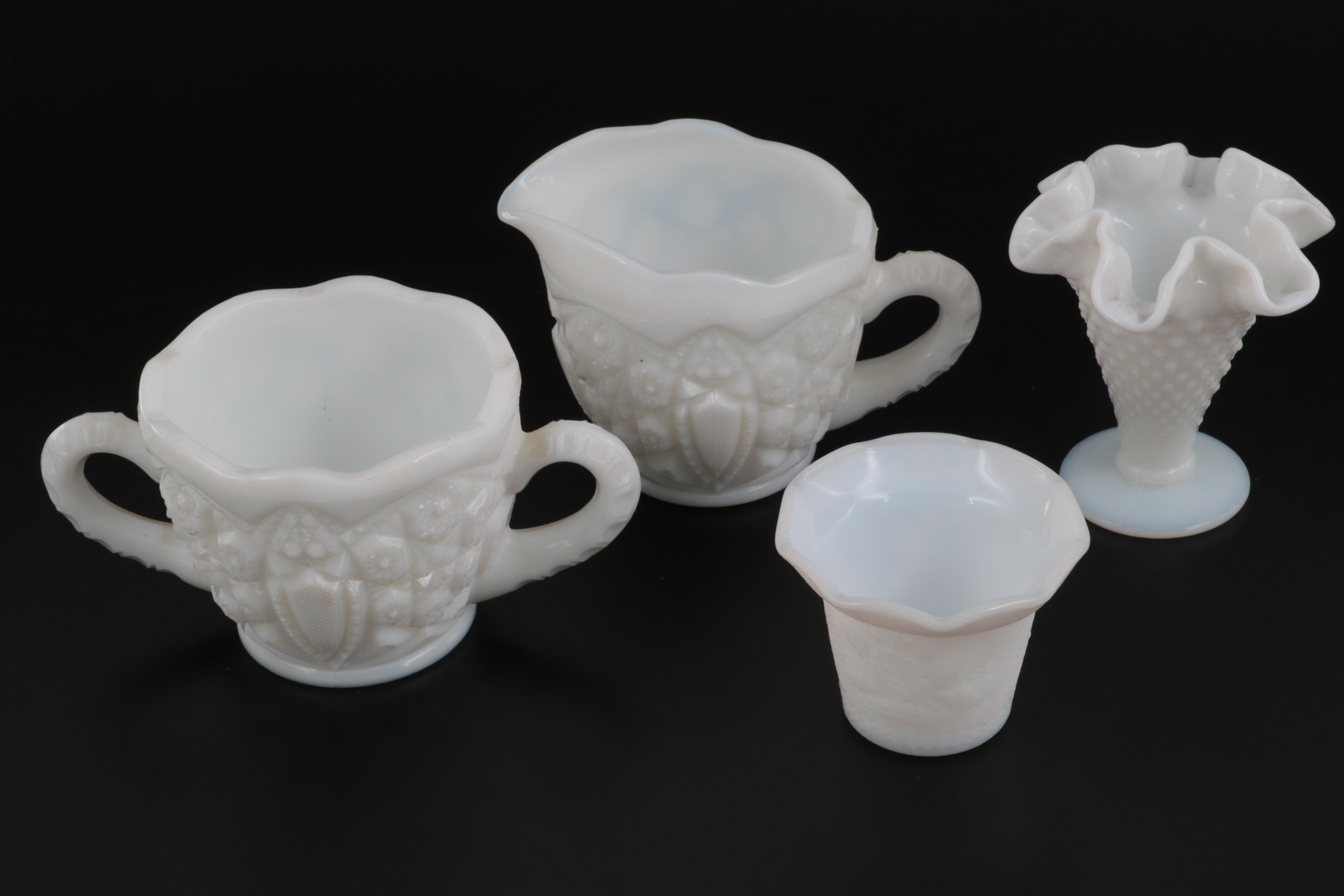 Hob Nail Pitcher with Milk Glass Collection