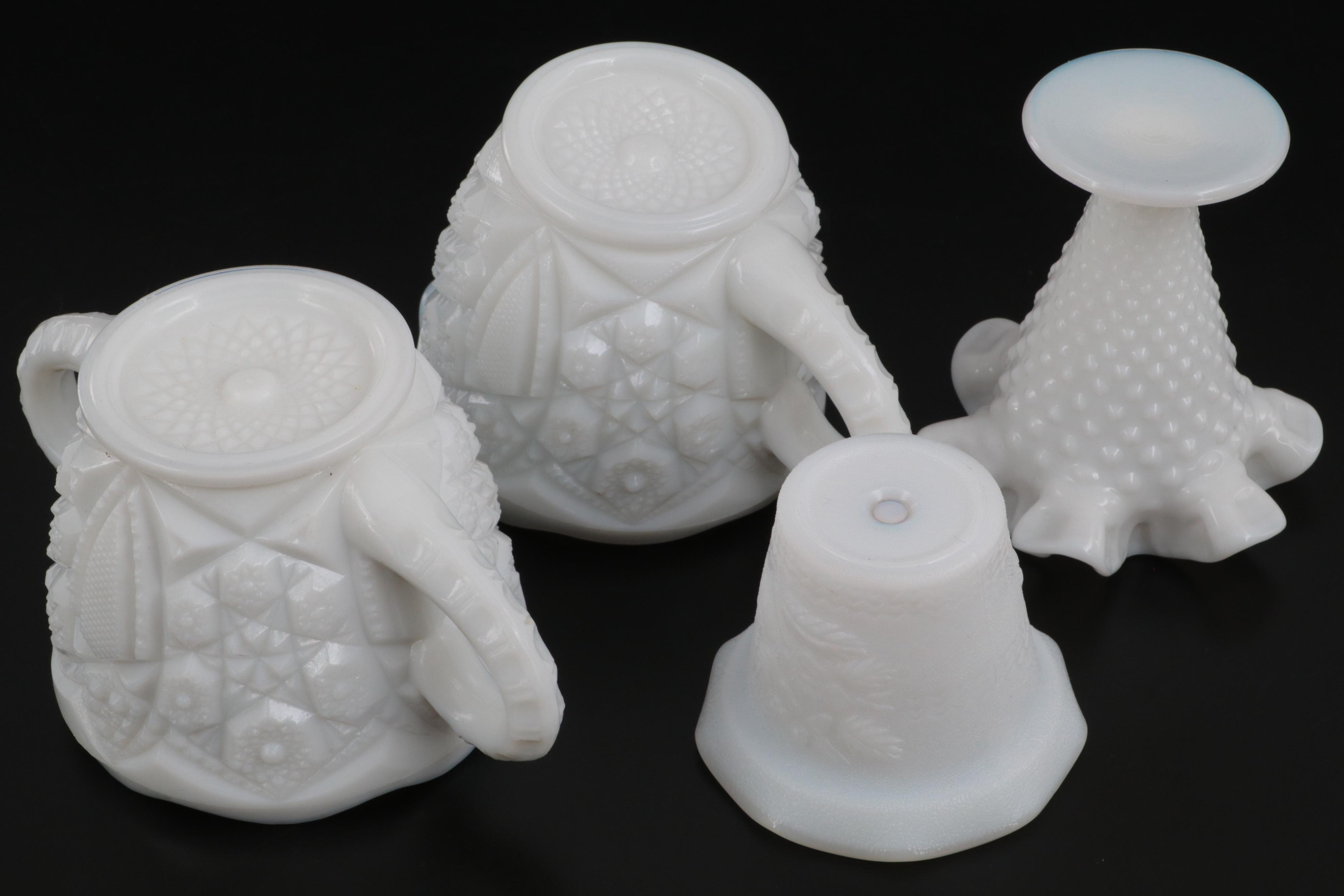 Hob Nail Pitcher with Milk Glass Collection