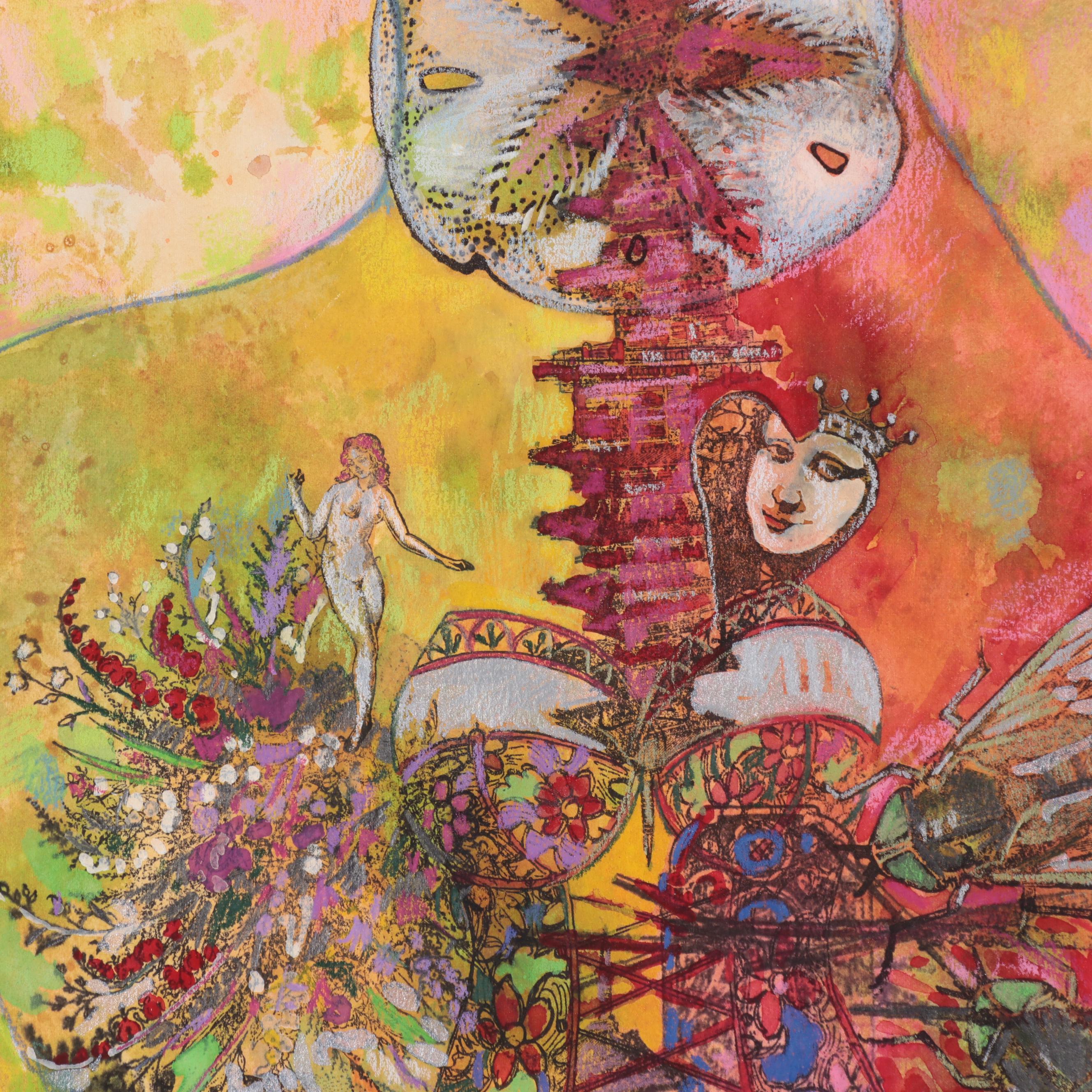 Sarah Roush Abstract Mixed Media Painting, 2007