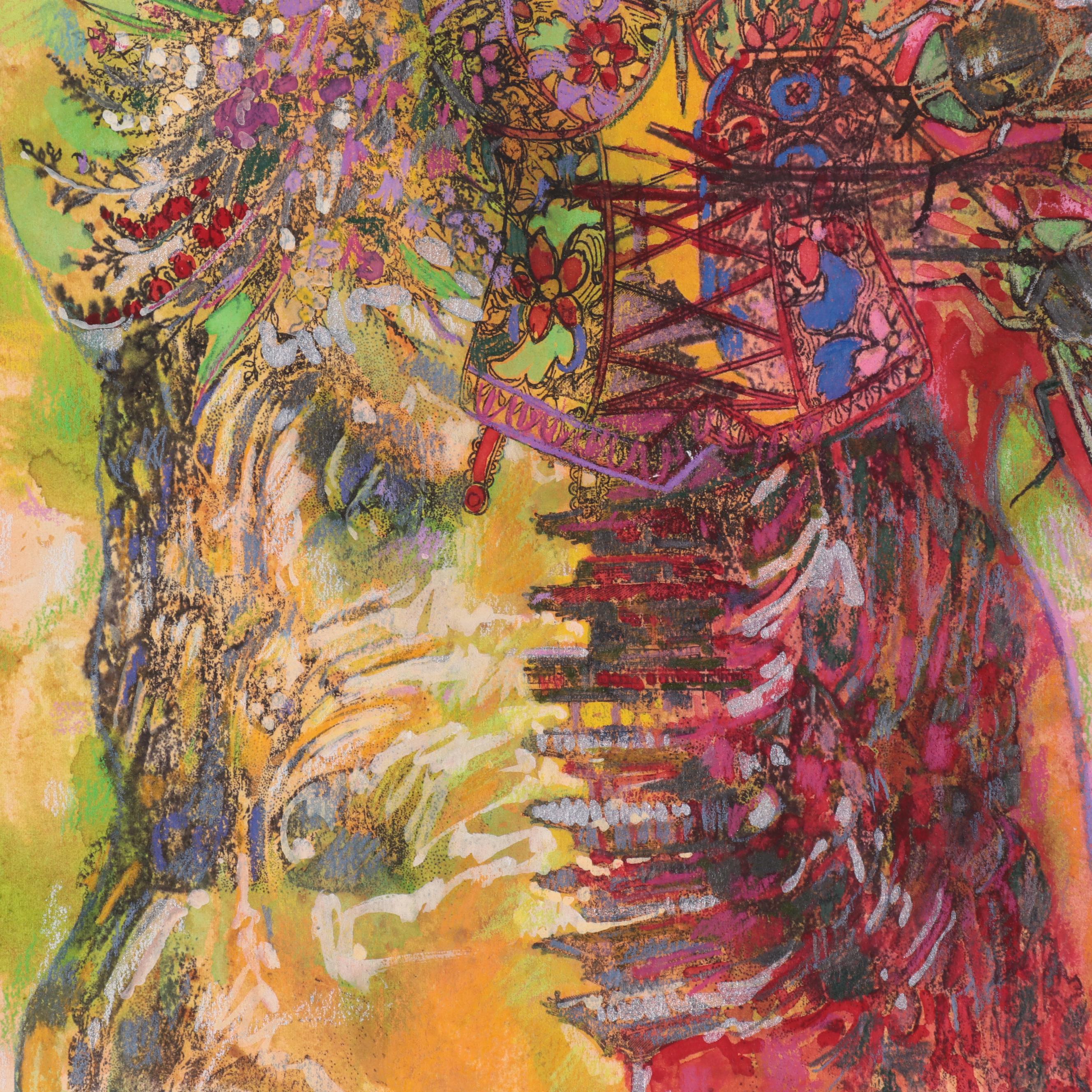 Sarah Roush Abstract Mixed Media Painting, 2007