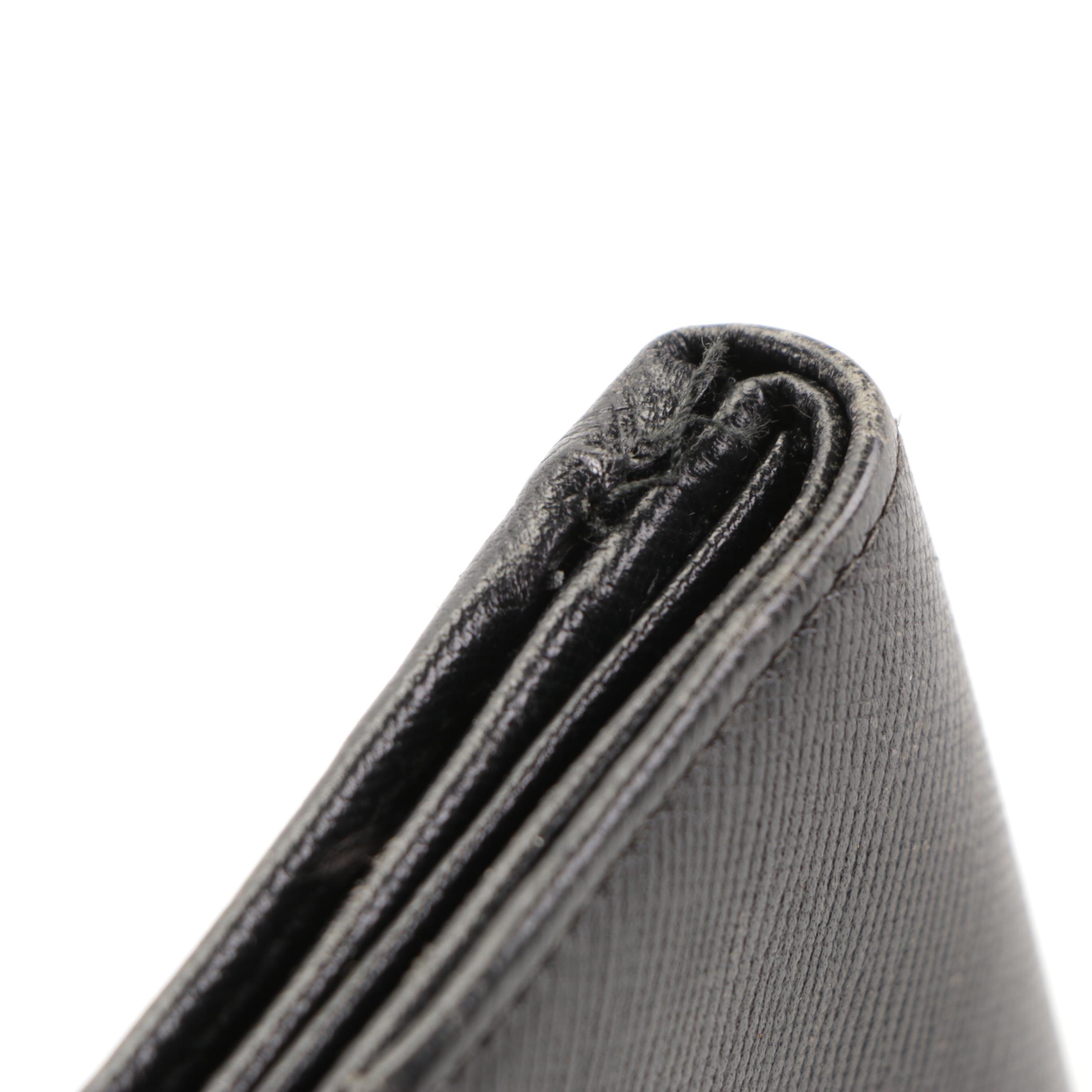 Prada Double Flap Long Wallet in Black Saffiano Leather