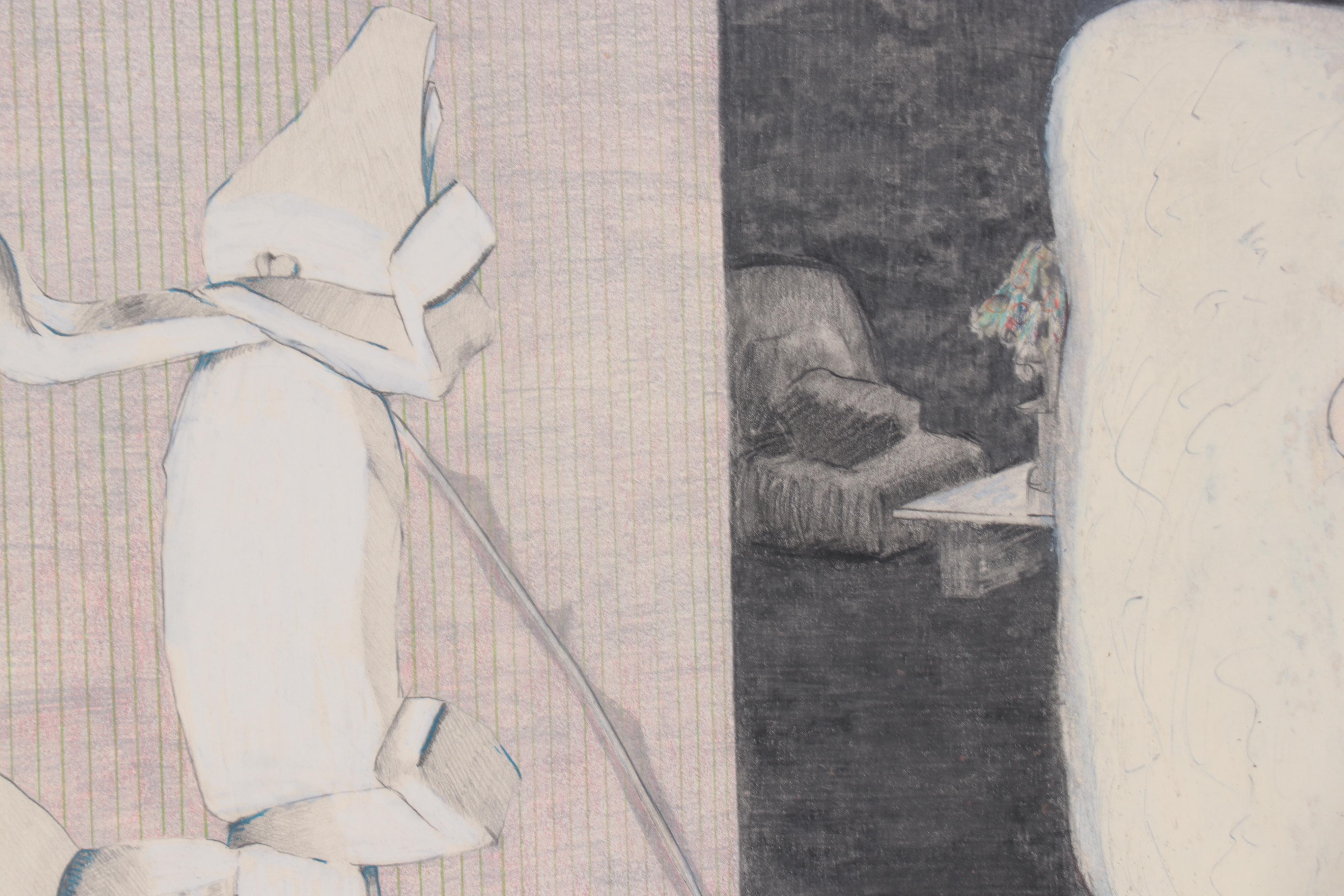 Mark Mignerey Drawing "Cat and Lizard," 1984