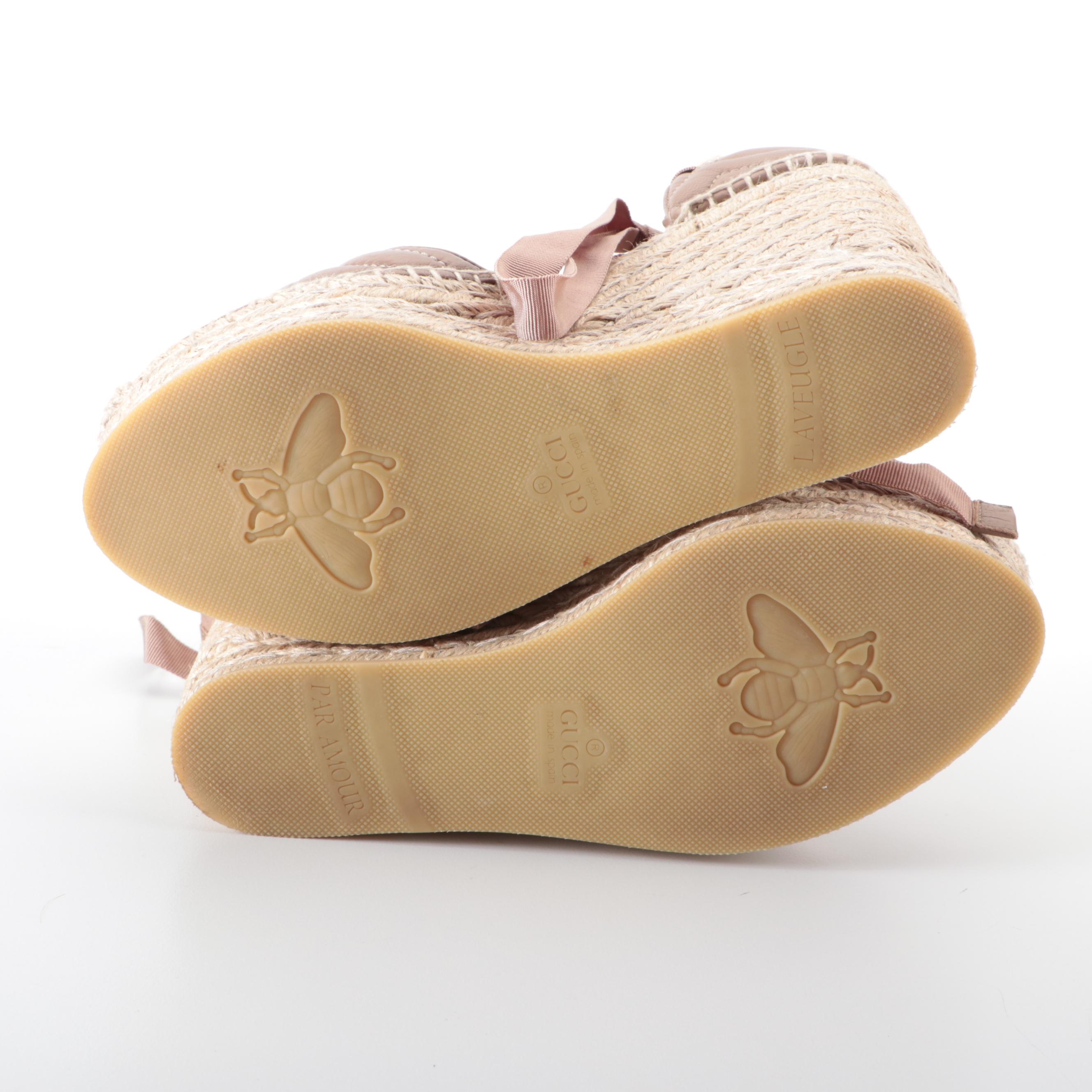 Gucci Marmont Matelasse Leather Espadrille Wedges