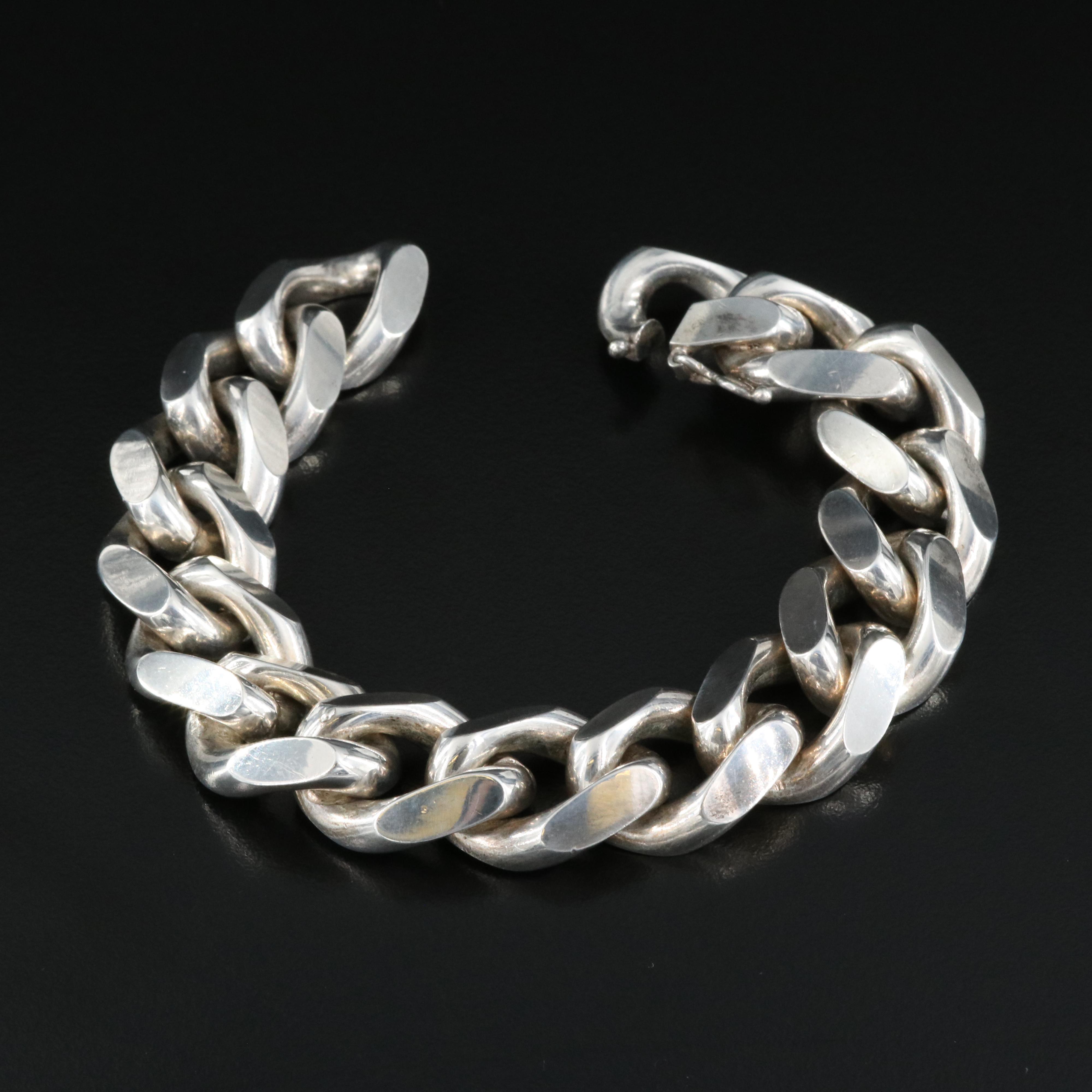 UnoAErre 800 Silver Curb Chain Bracelet