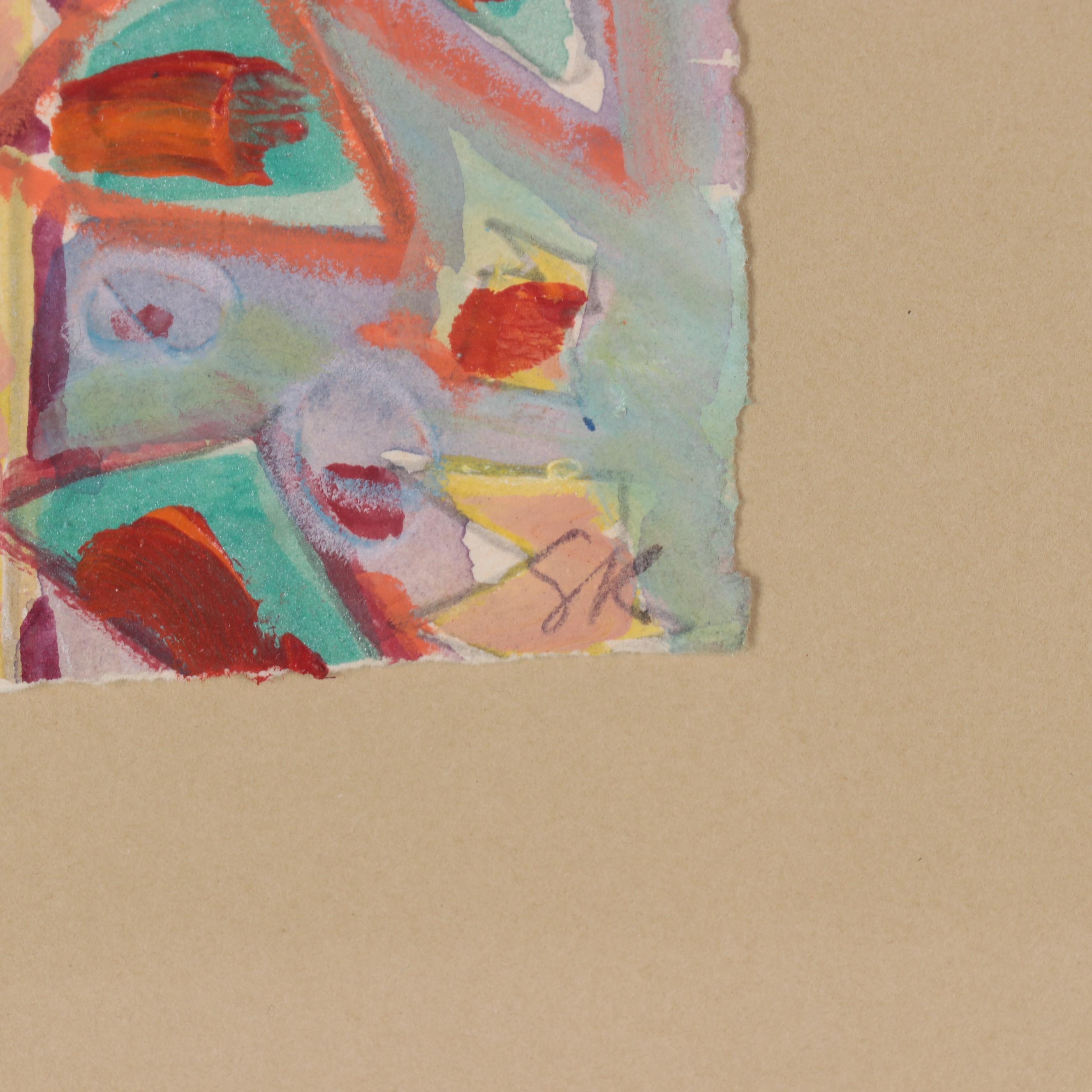 Sarah Roush Abstract Mixed Media Painting, Circa 2000