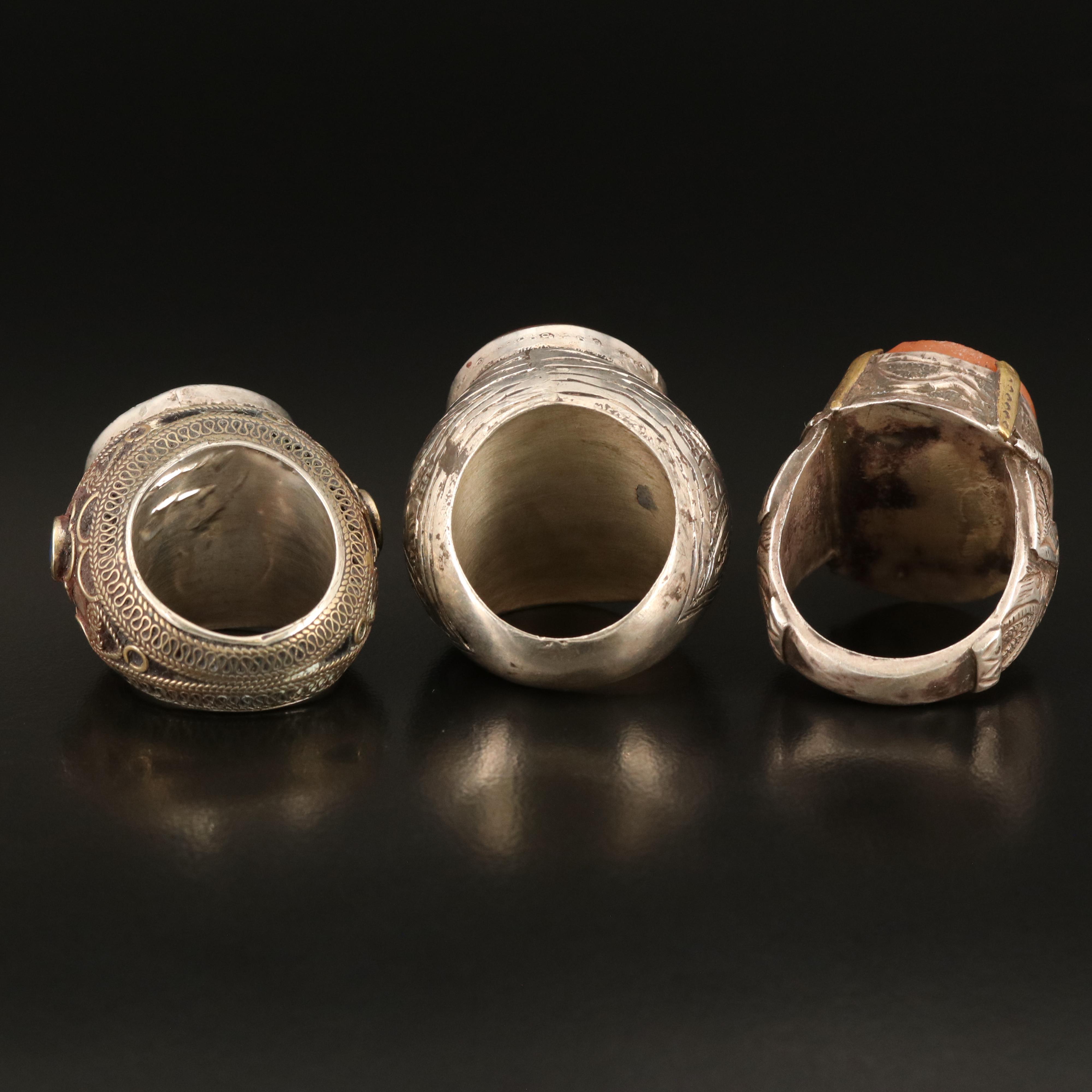 Afghan and Middle Eastern Wax Seal Rings Including Gemstones