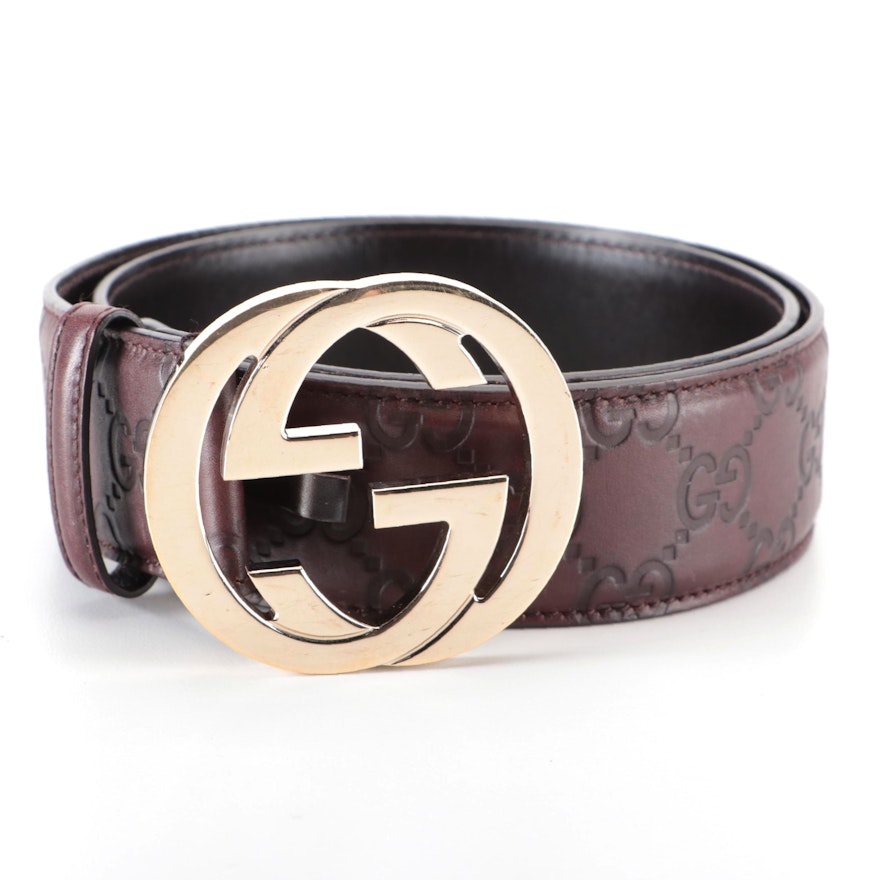 Gucci GG Embossed Leather Belt