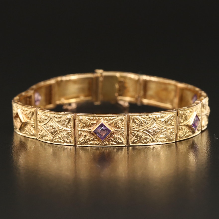 18K Amethyst Panel Bracelet