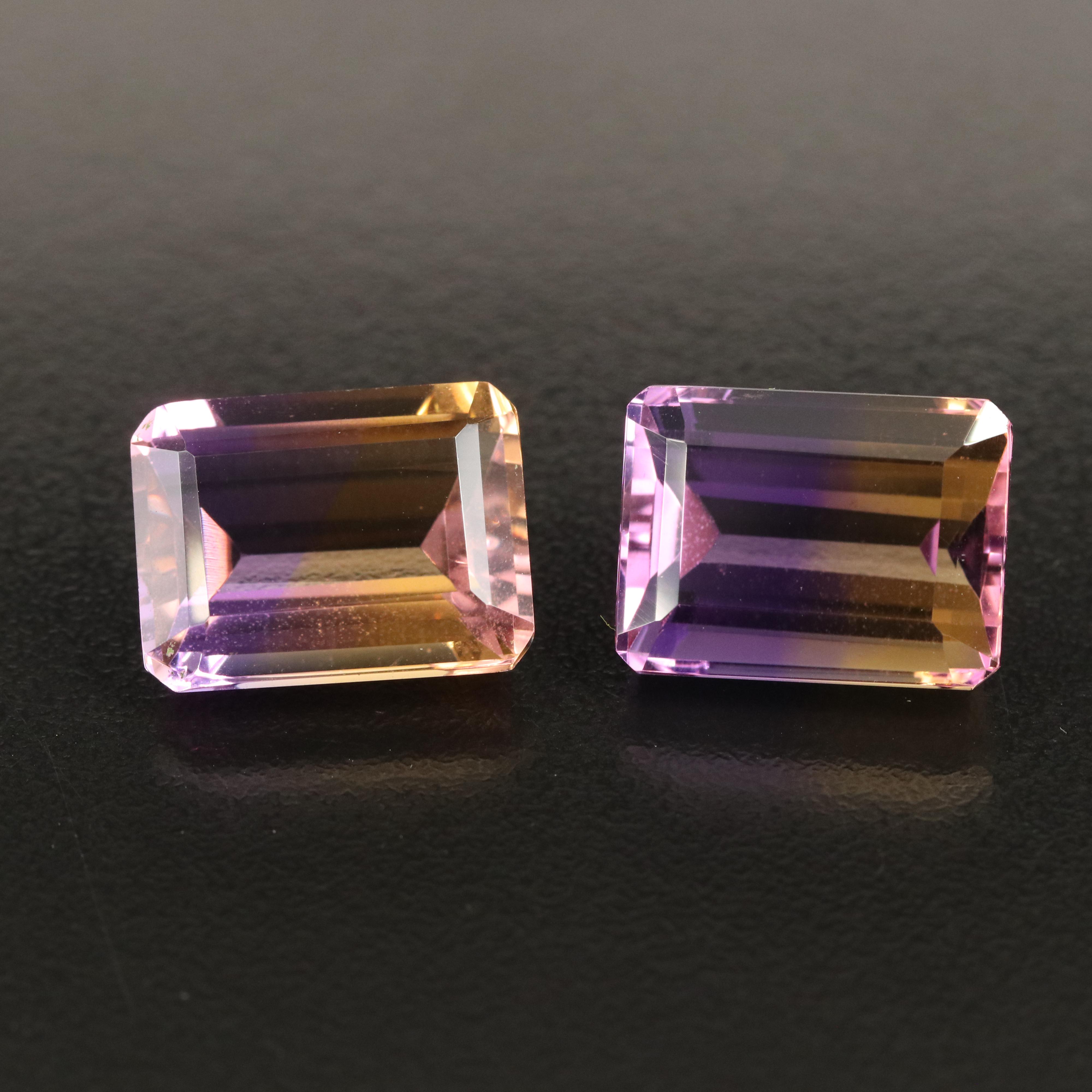Loose 29.84 CTW Rectangular Ametrine Matched Pair