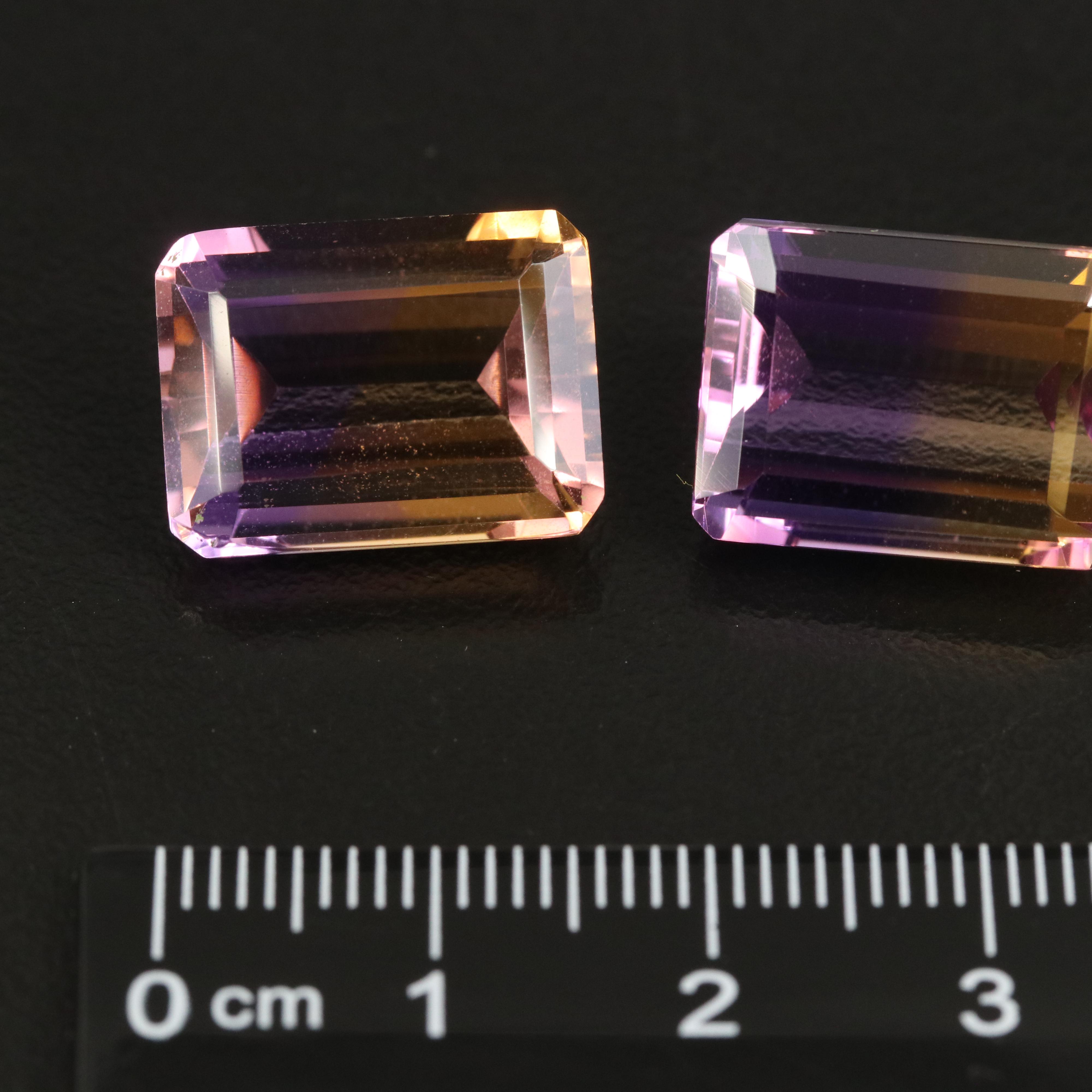 Loose 29.84 CTW Rectangular Ametrine Matched Pair