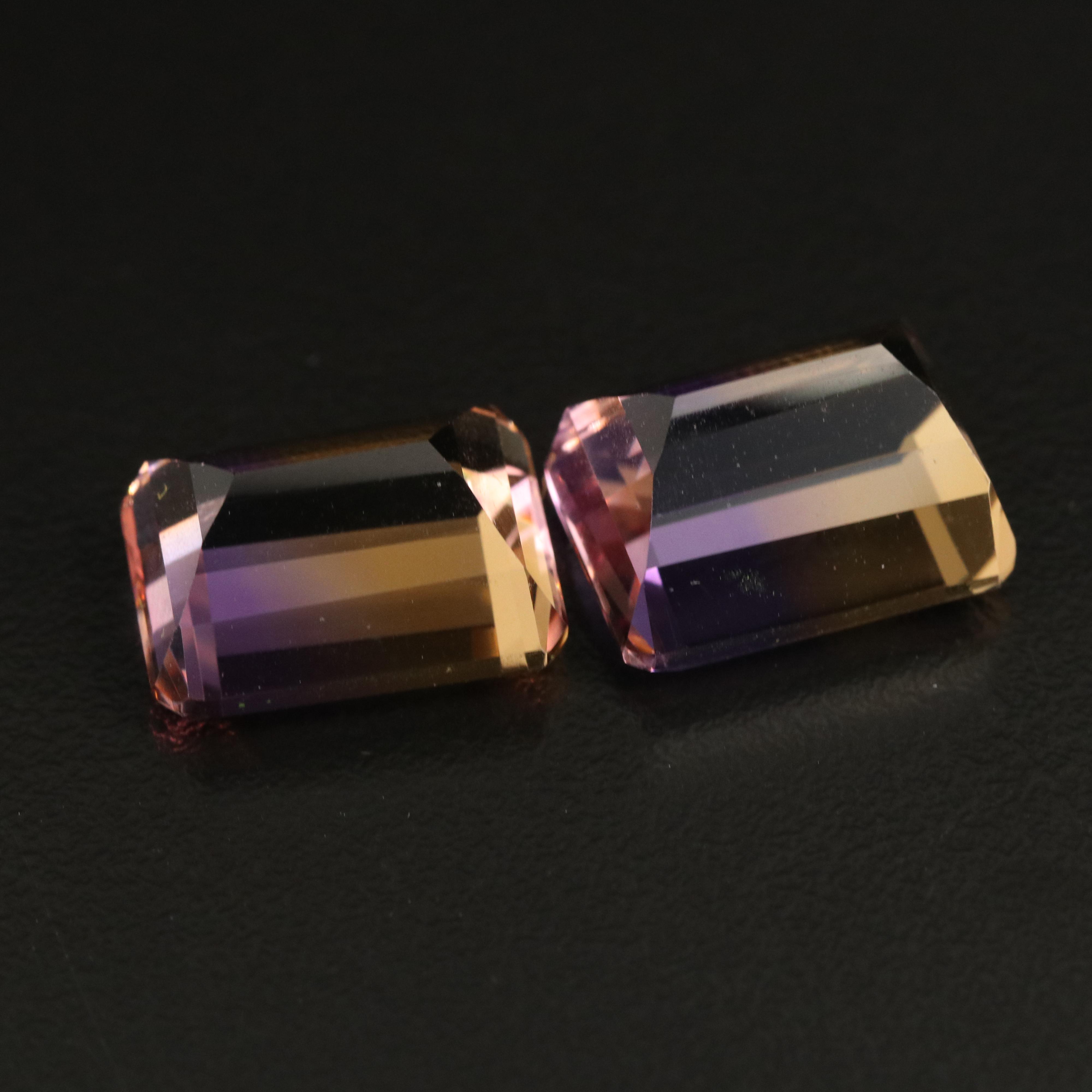 Loose 29.84 CTW Rectangular Ametrine Matched Pair