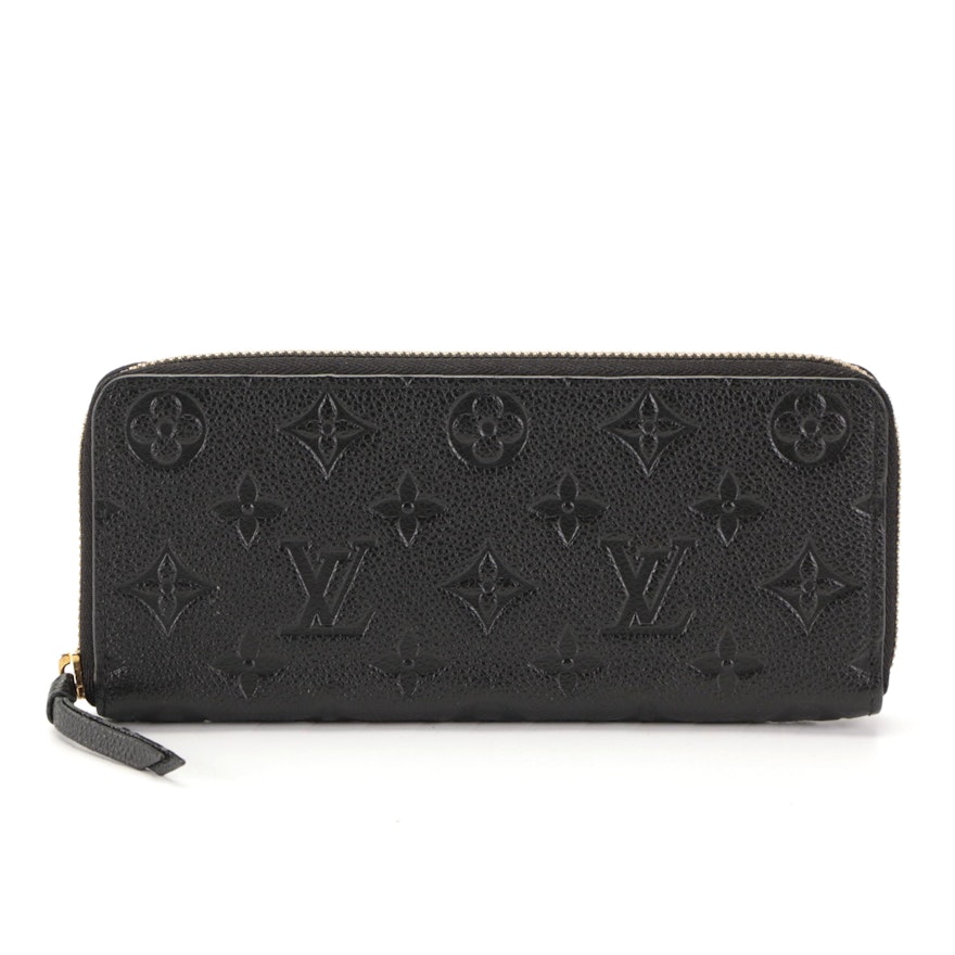 Louis Vuitton Clémence Zip-Around Wallet in Black Monogram Empreinte Leather