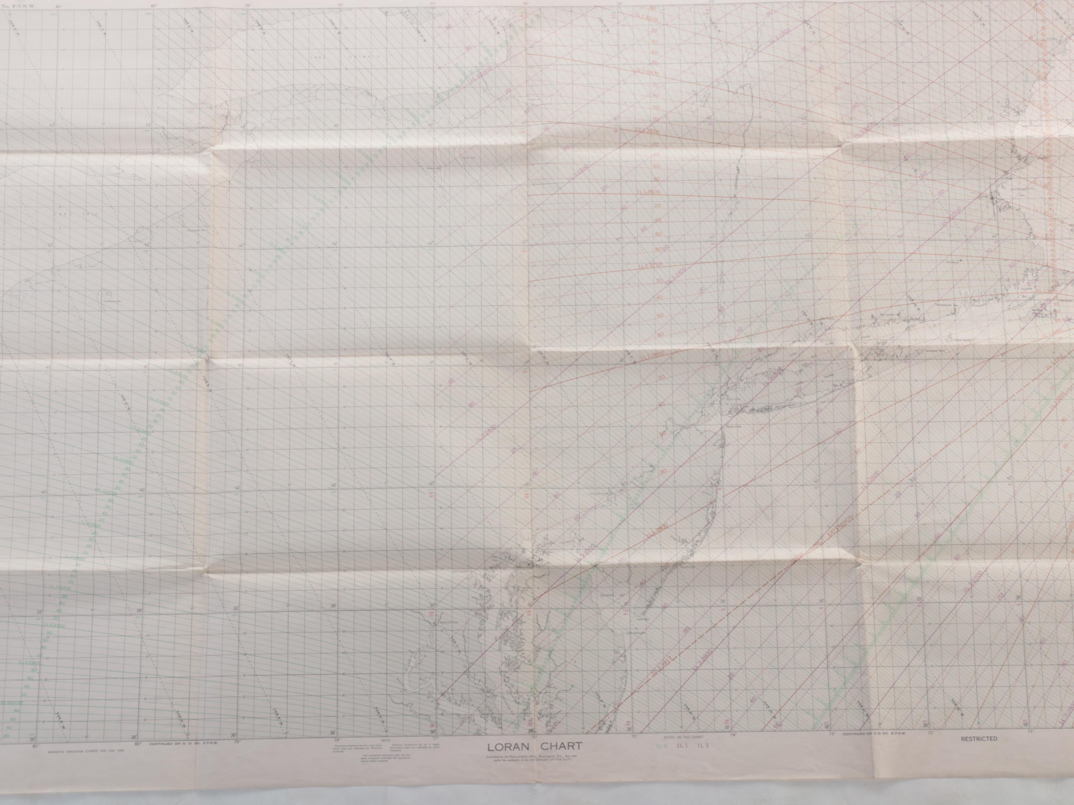 World War II U.S. Navy Atlantic Convoy LORAN Chart Maps