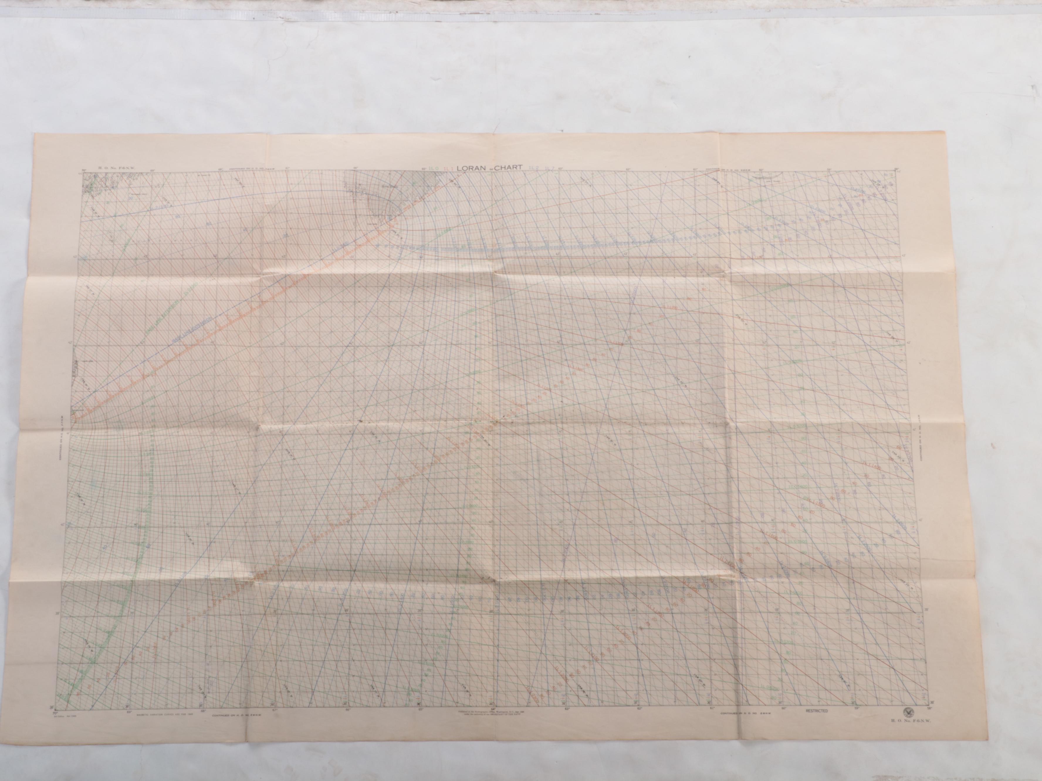 World War II U.S. Navy Atlantic Convoy LORAN Chart Maps