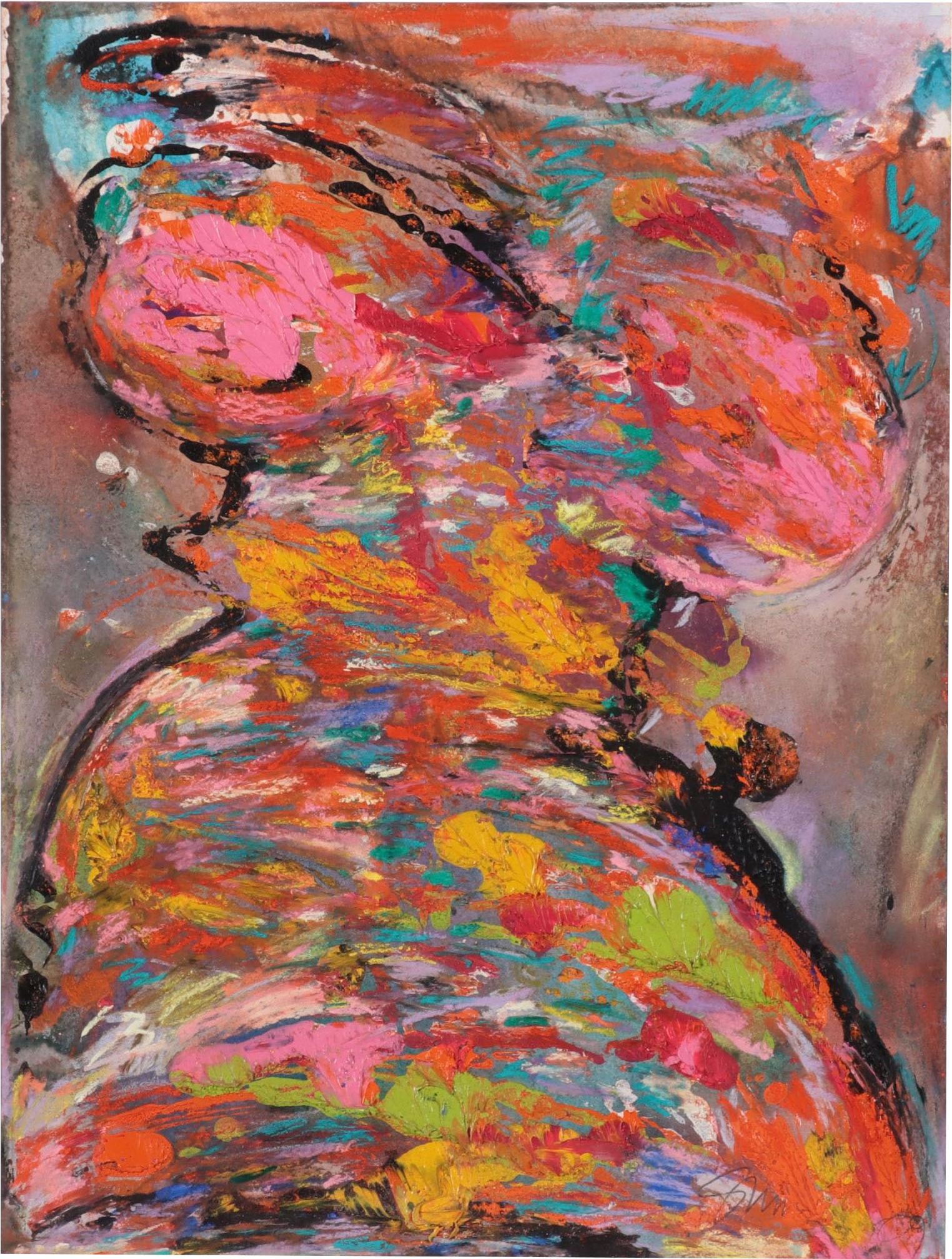 Sarah Roush Abstract Mixed Media Painting "Dancing Las Vegas I"