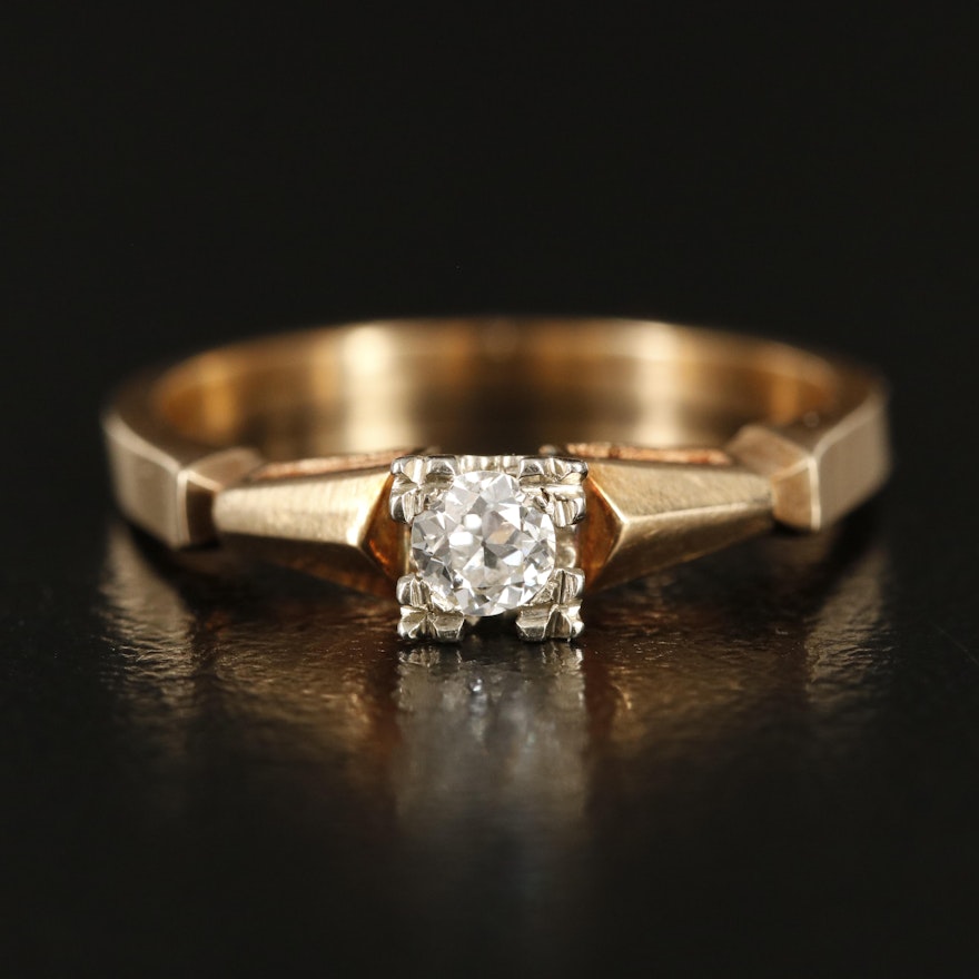 1940s 14K 0.11 CT Diamond Solitaire Ring