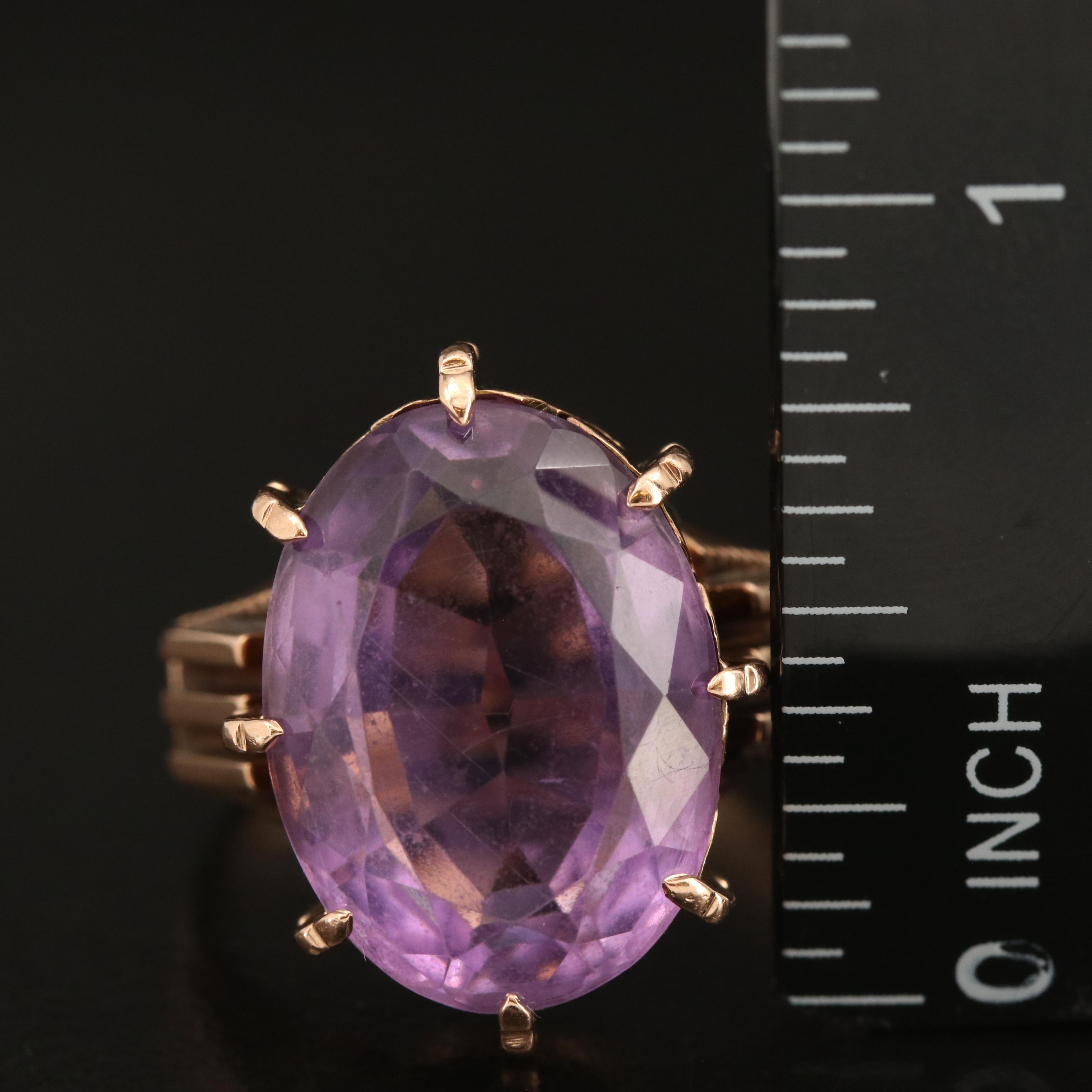 Mid Victorian Antique 10K Rose Gold Amethyst Ring