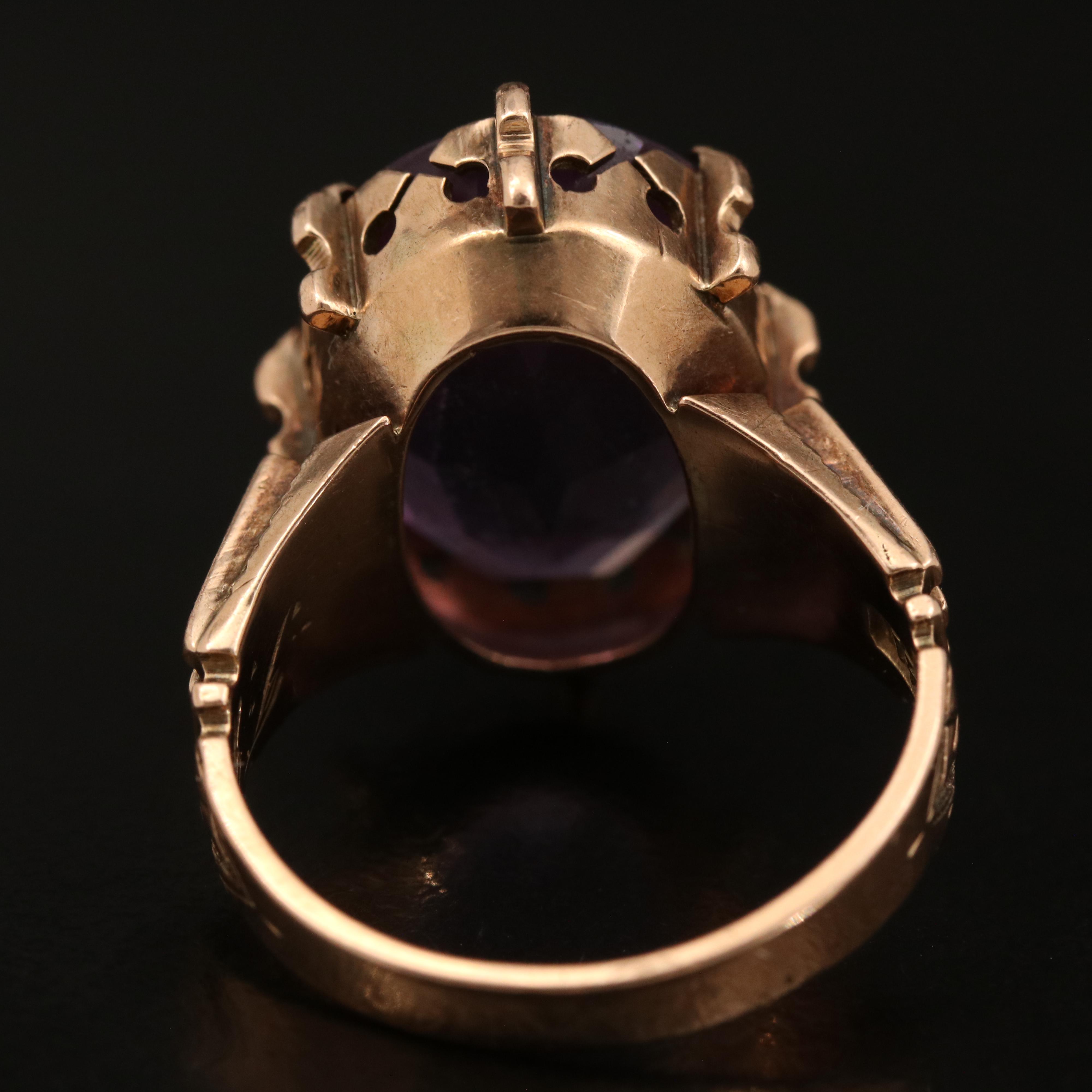 Mid Victorian Antique 10K Rose Gold Amethyst Ring