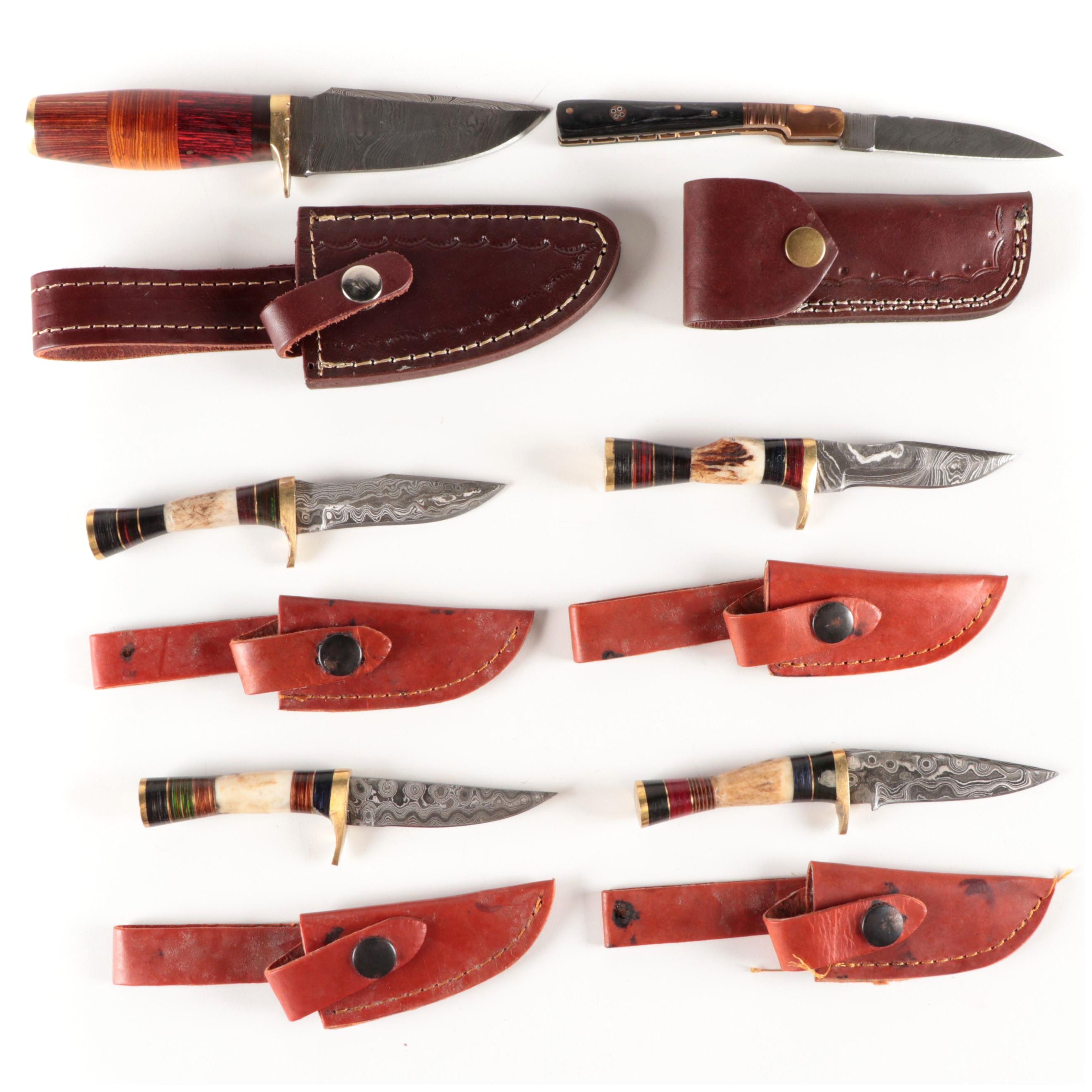 Damscus Steel Fixed Blade and Folding Knife Collection