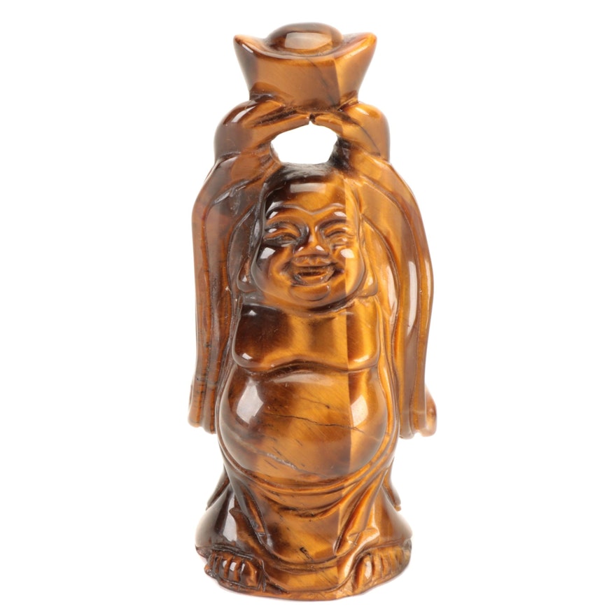 Chinese Carved Tiger's Eye Budai Figurine