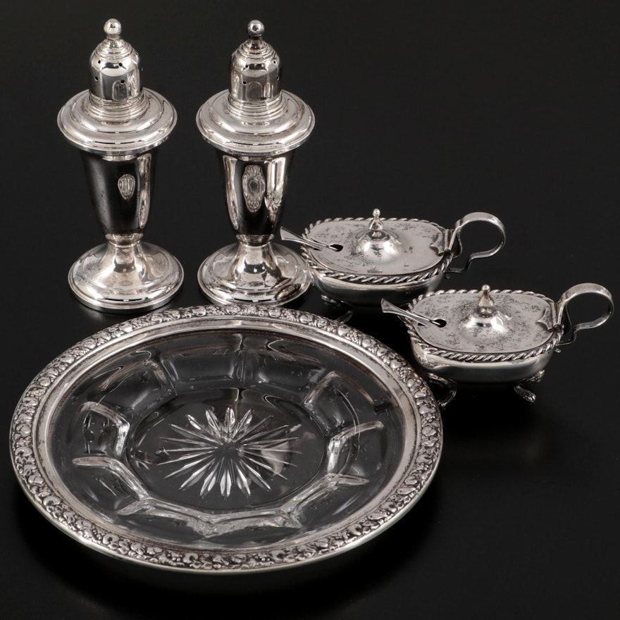 Florentine 800 Silver Salt Cellars and Other Sterling Silver Table Accessories