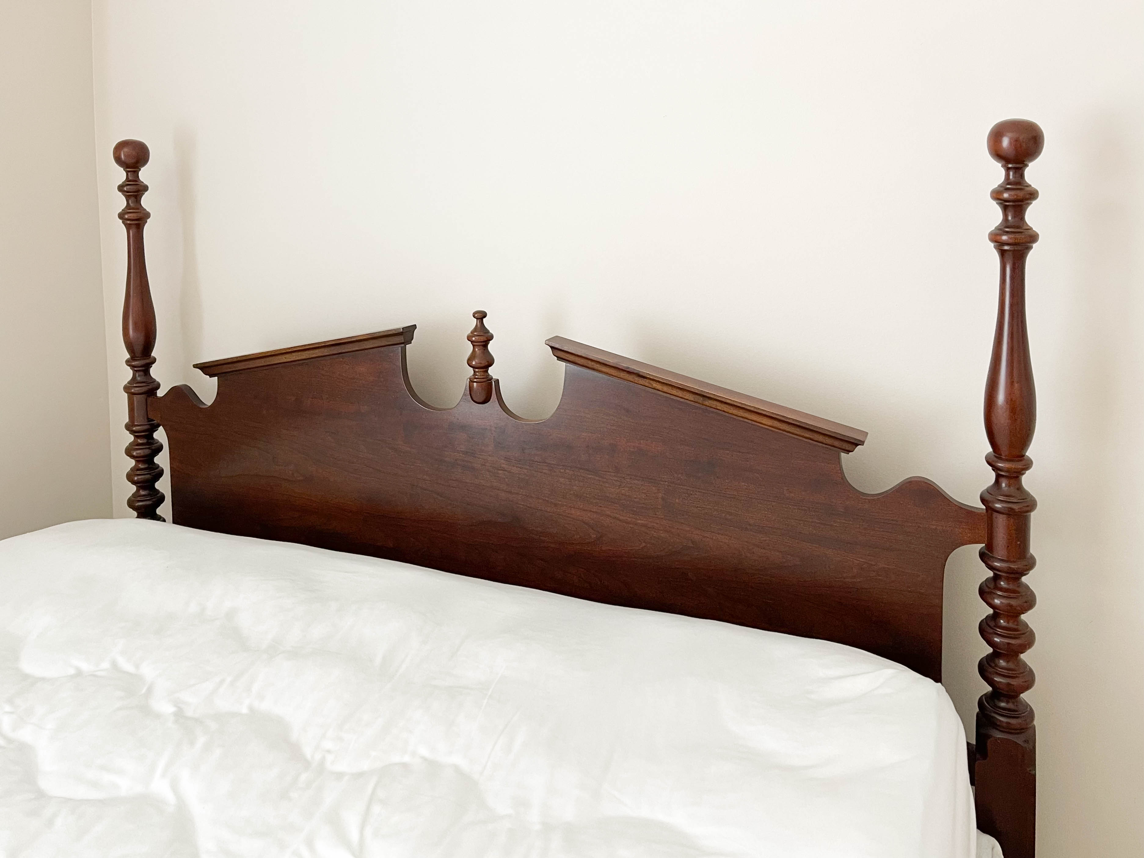 Late Federal Style Cherry Queen-Size Spindle Bed Frame