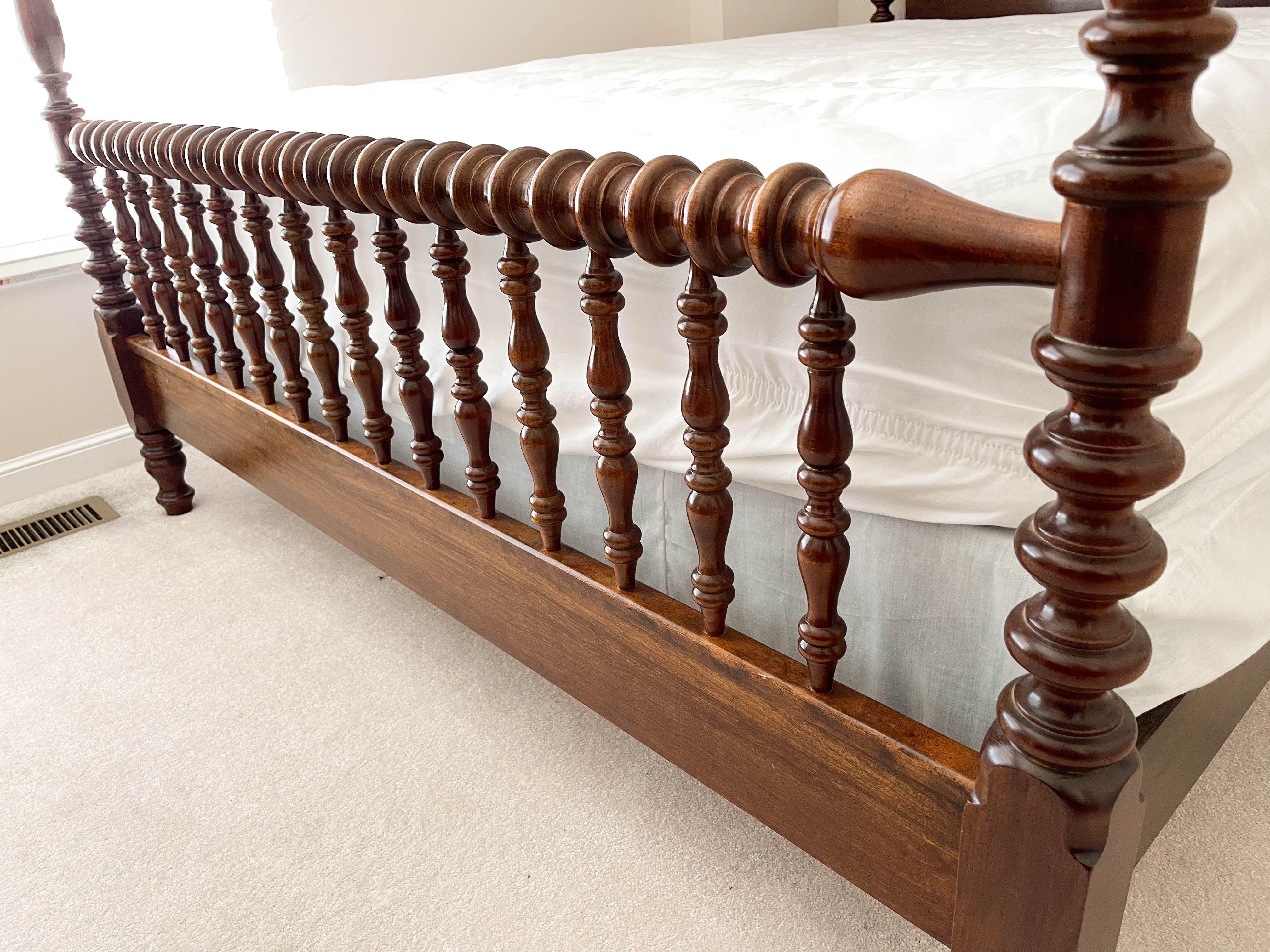 Late Federal Style Cherry Queen-Size Spindle Bed Frame