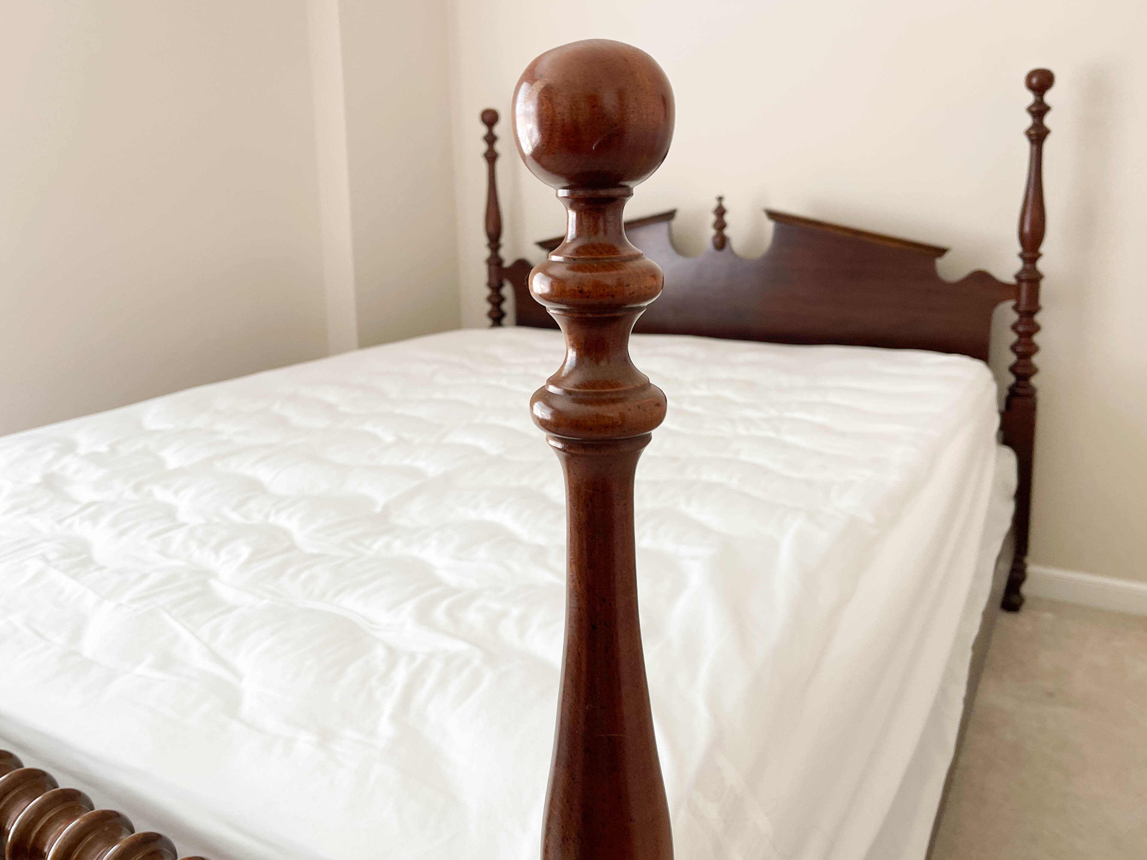 Late Federal Style Cherry Queen-Size Spindle Bed Frame