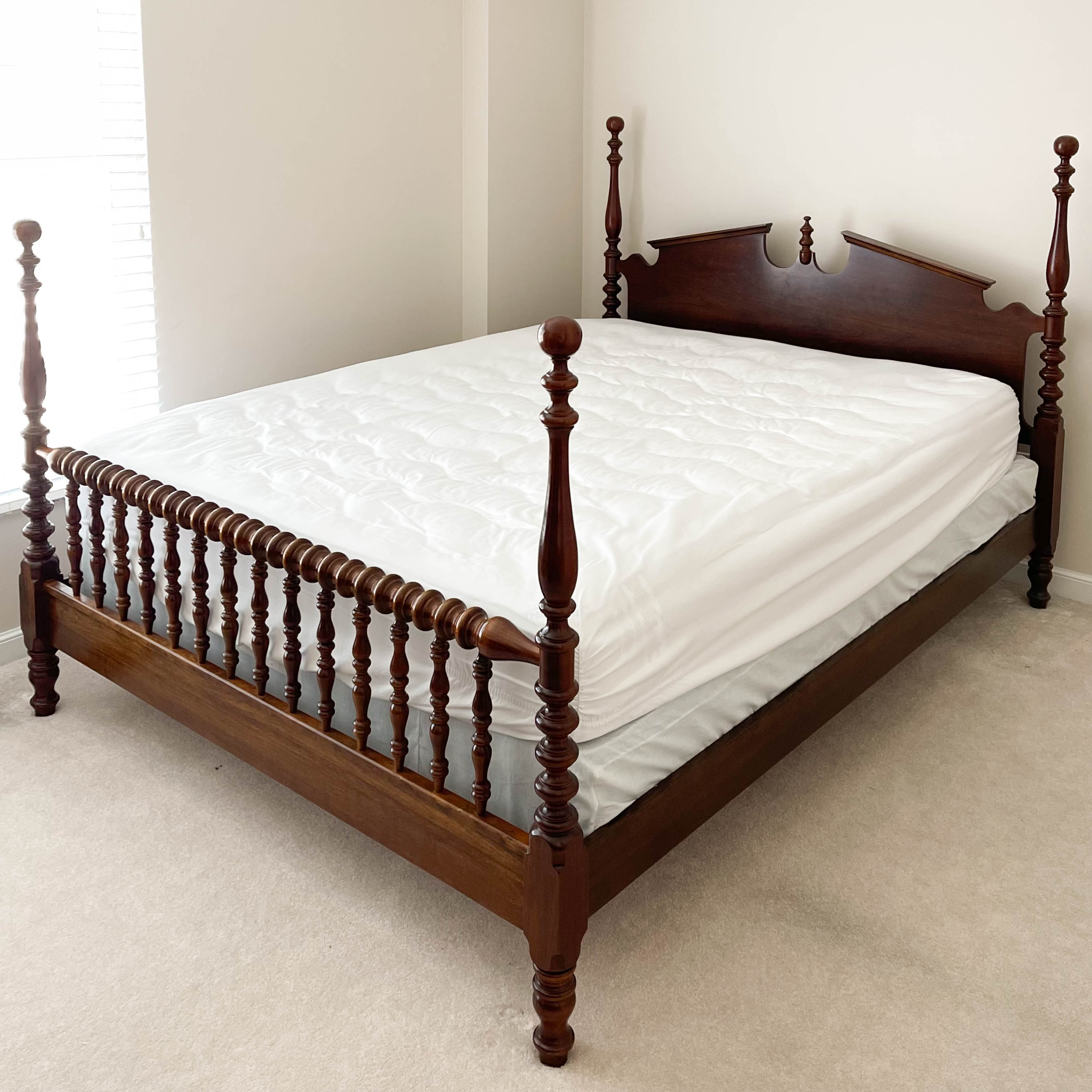 Late Federal Style Cherry Queen-Size Spindle Bed Frame