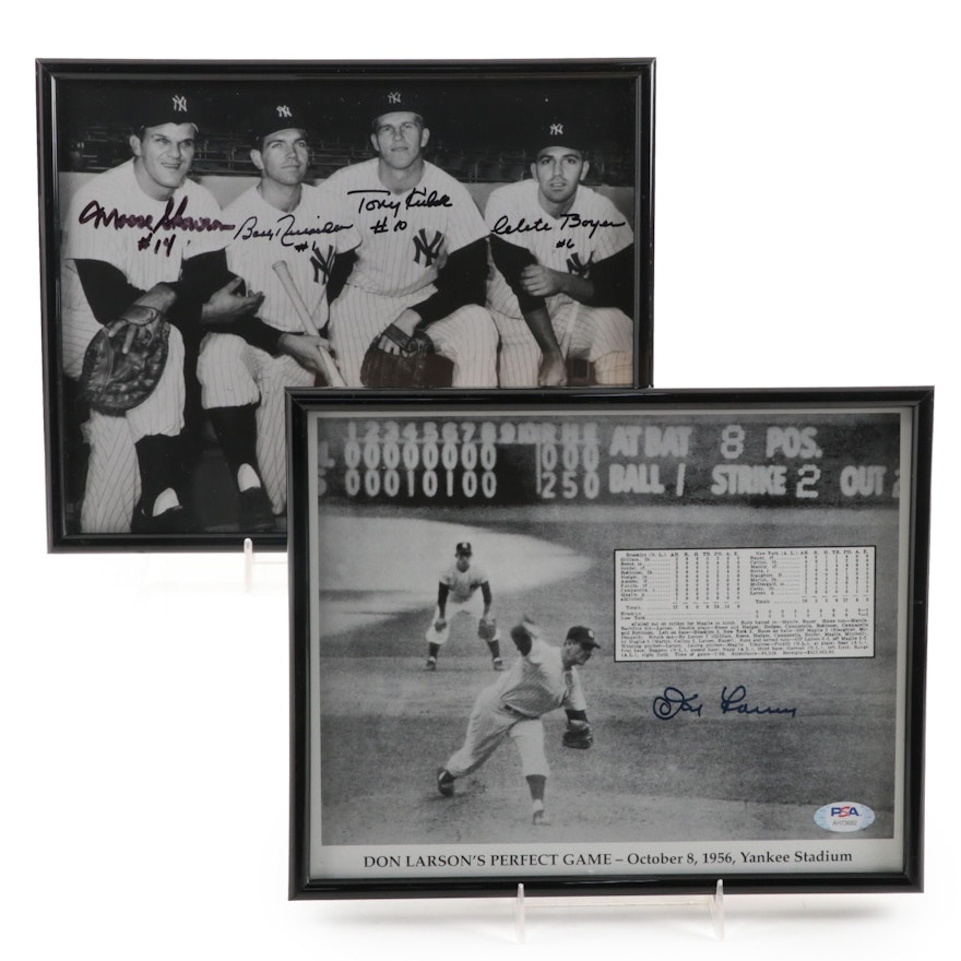 New York Yankees, Don Larson No Hitter, Yankees Infield, Signed Photos, JSA/PSA