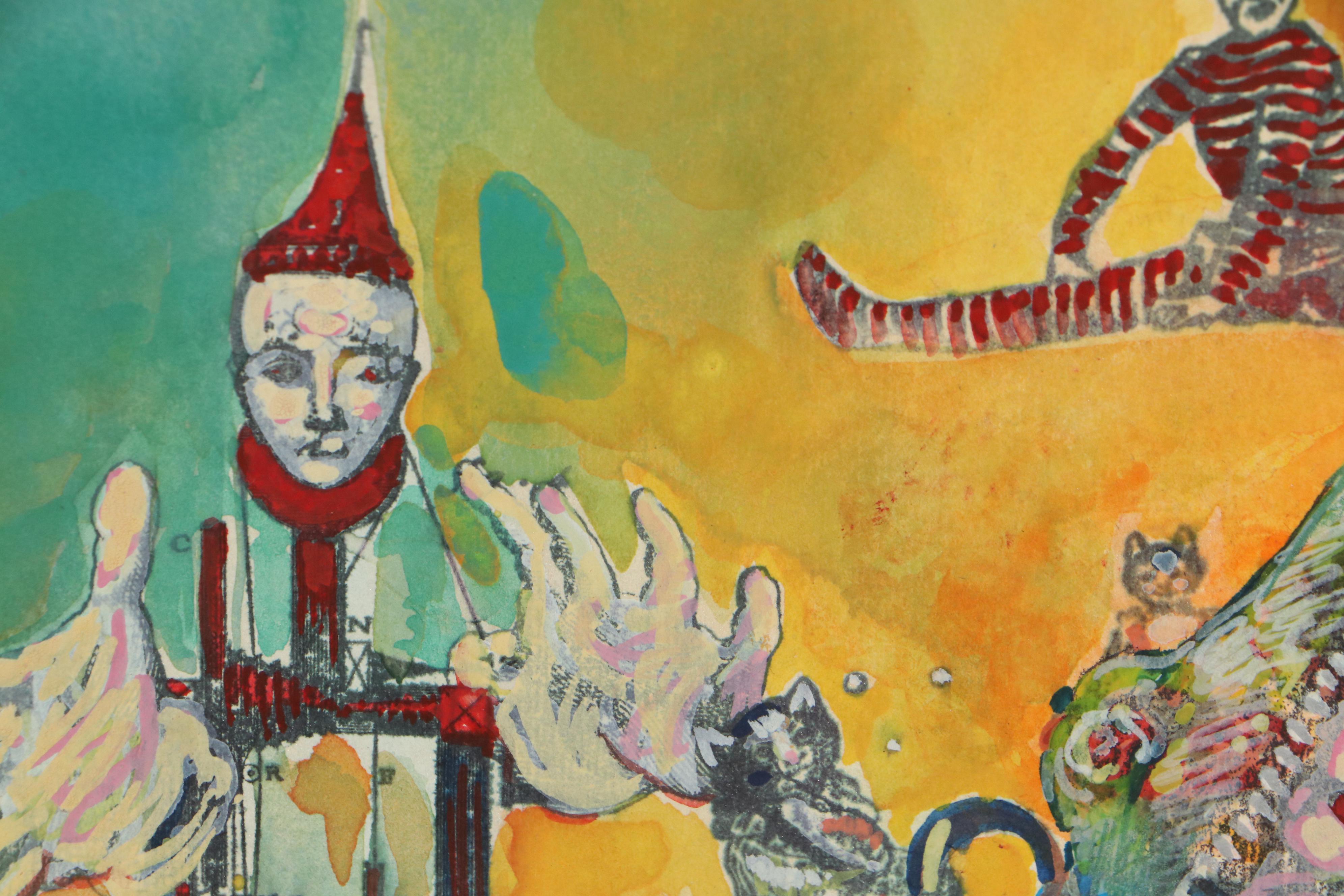 Sarah Roush Abstract Mixed Media Painting, Circa 2005