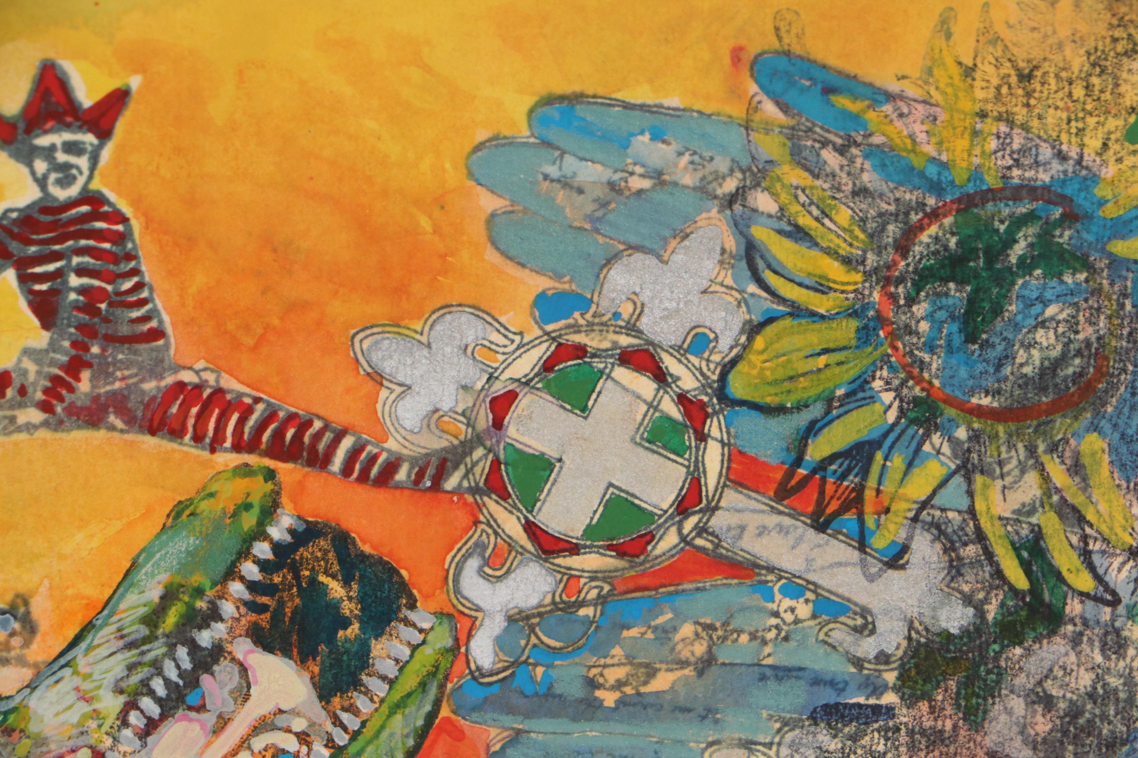 Sarah Roush Abstract Mixed Media Painting, Circa 2005