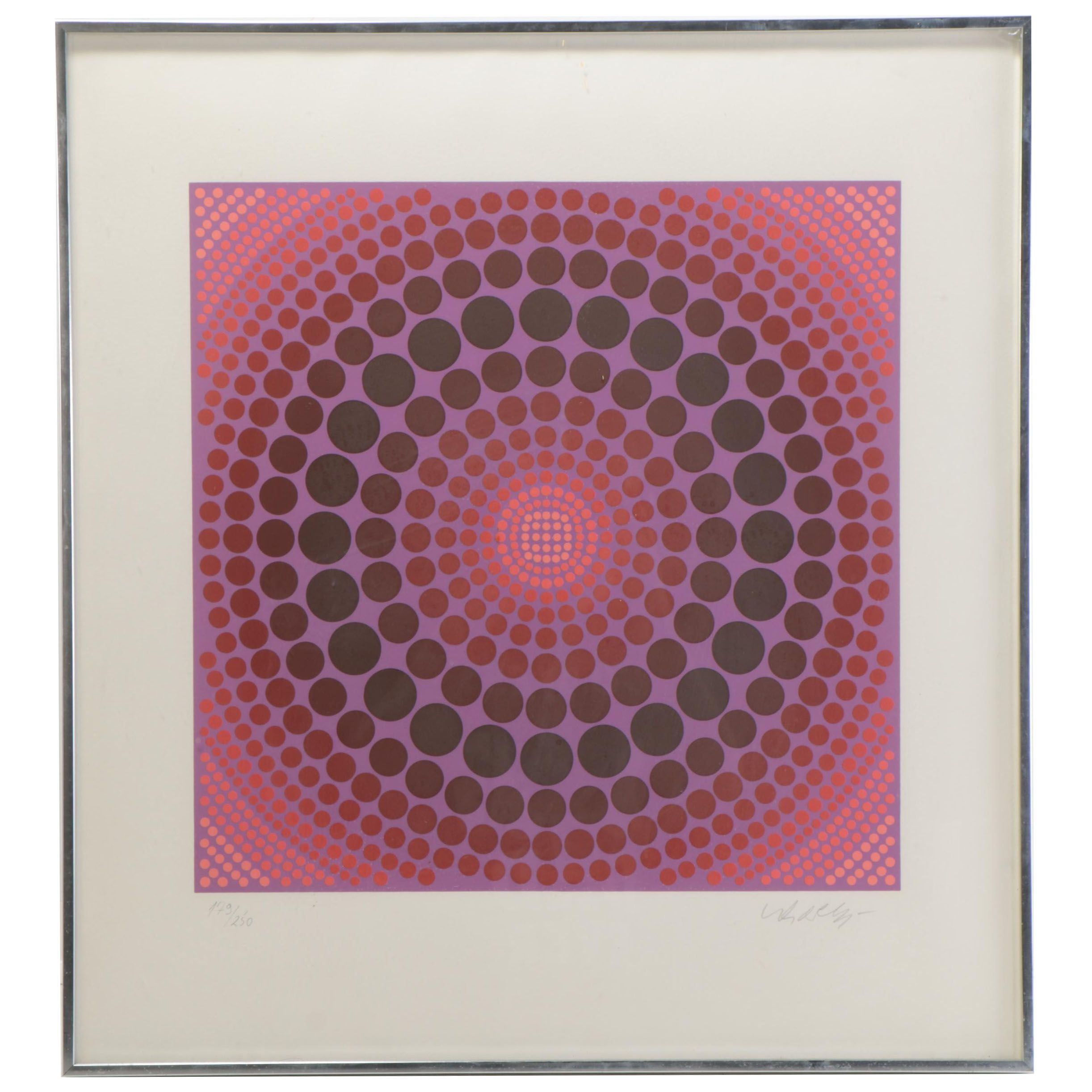Victor Vasarely Op Art Serigraph "Koeroek," 1983