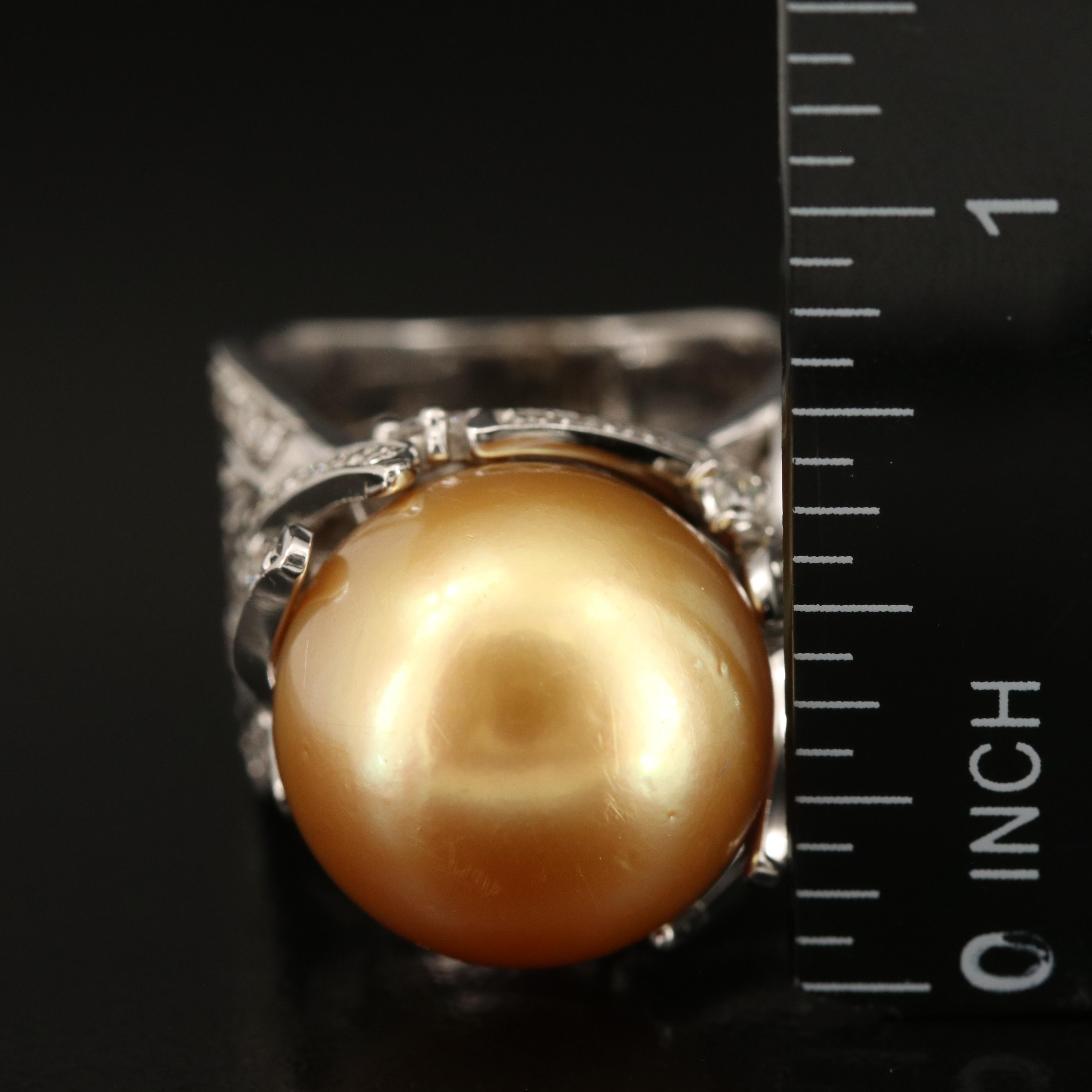 14K Pearl and 2.58 CTW Diamond Lattice Ring