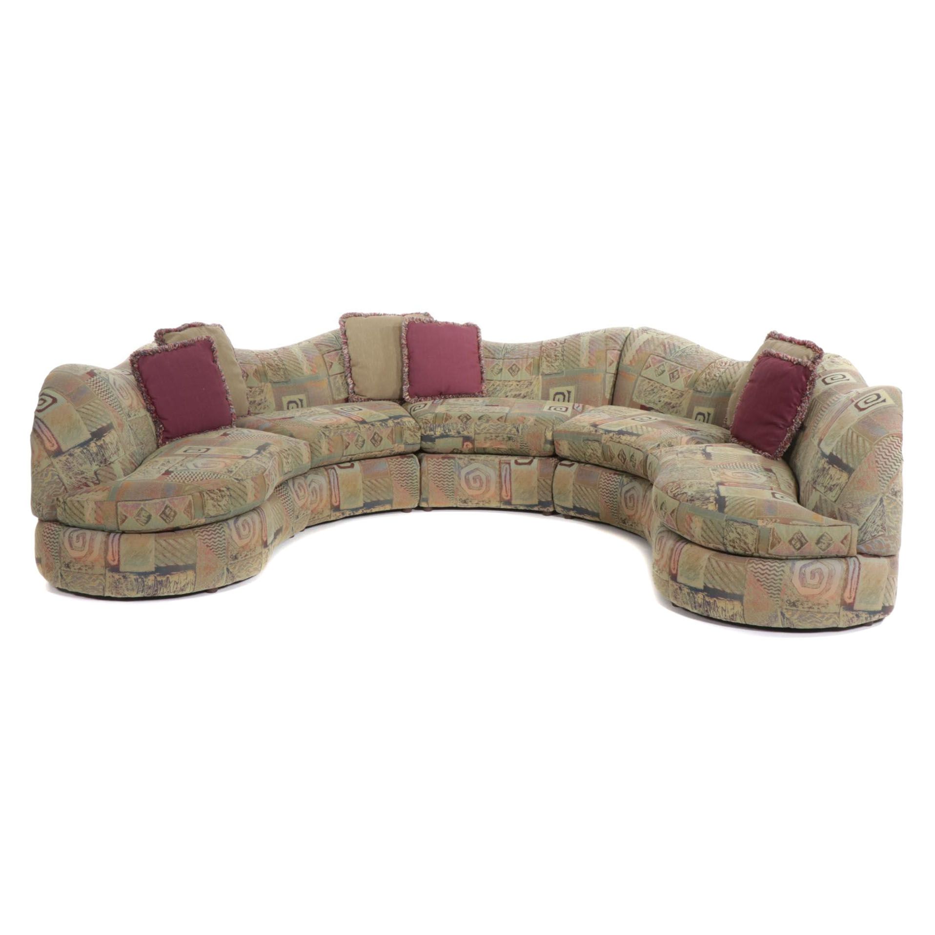 Bassett Five-Piece Upholstered Modular Seating Group, Late 20th Century