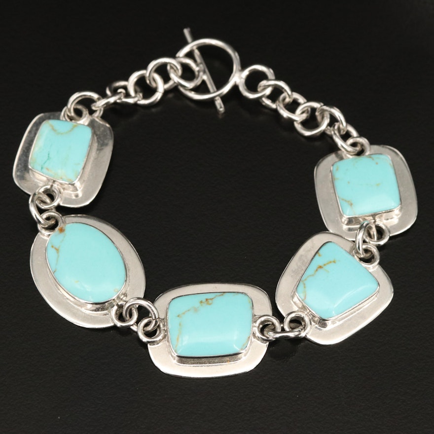 Mexican Sterling Faux Turquoise Bracelet