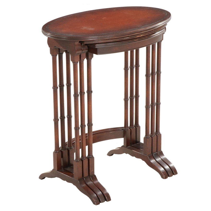 Set of Three Neoclassical Style Leather Top Nesting Tables