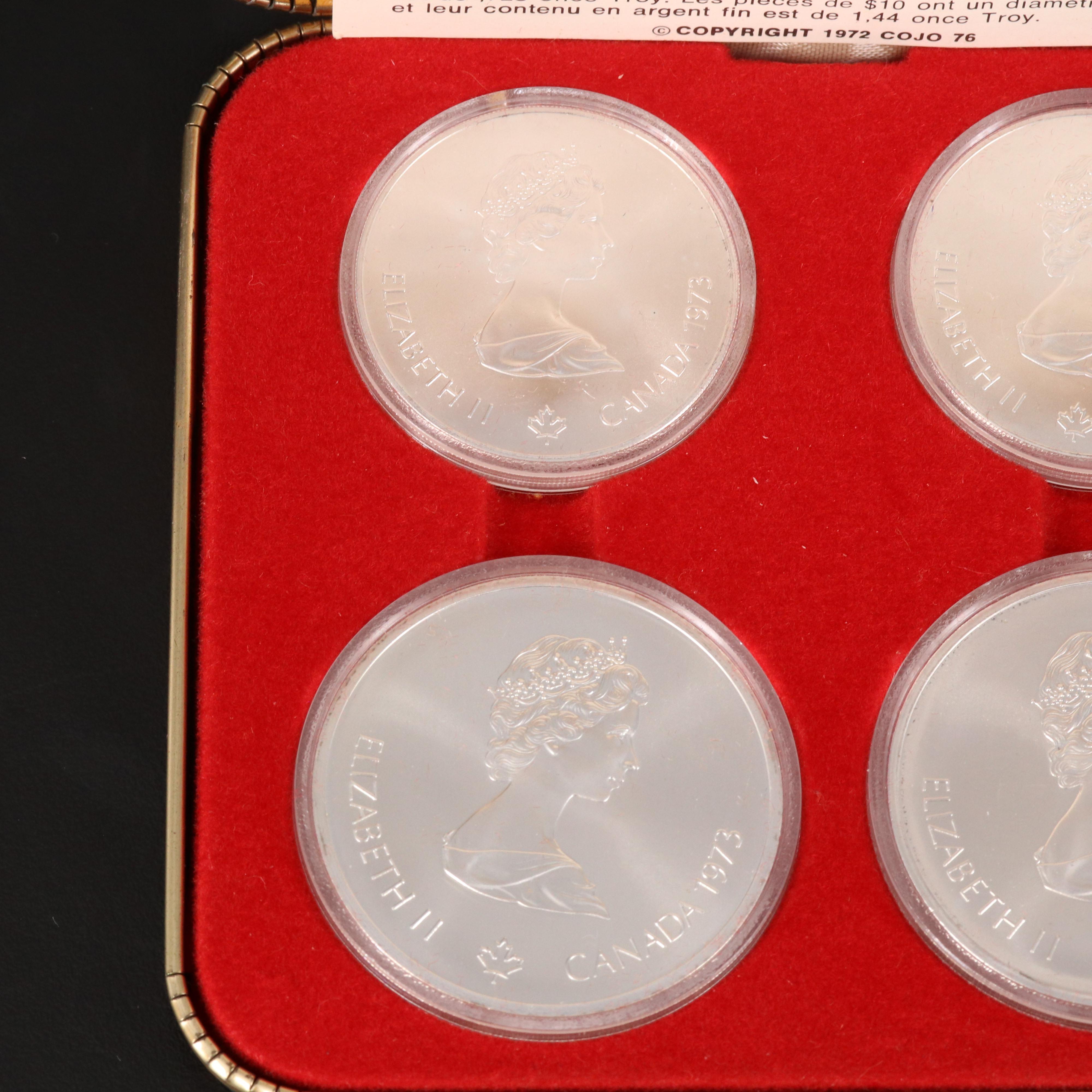 1973 Canada Silver Olympics Four-Coin Set and 1972 Spain 2000 Pesetas Proof Coin