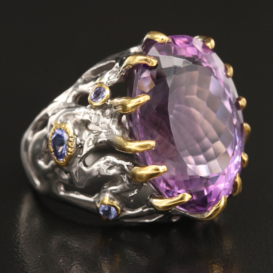 Sterling Amethyst and Tanzanite Ring