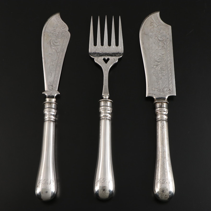 Austro-Hungarian 800 Silver Serving Utensils, 1872-1922