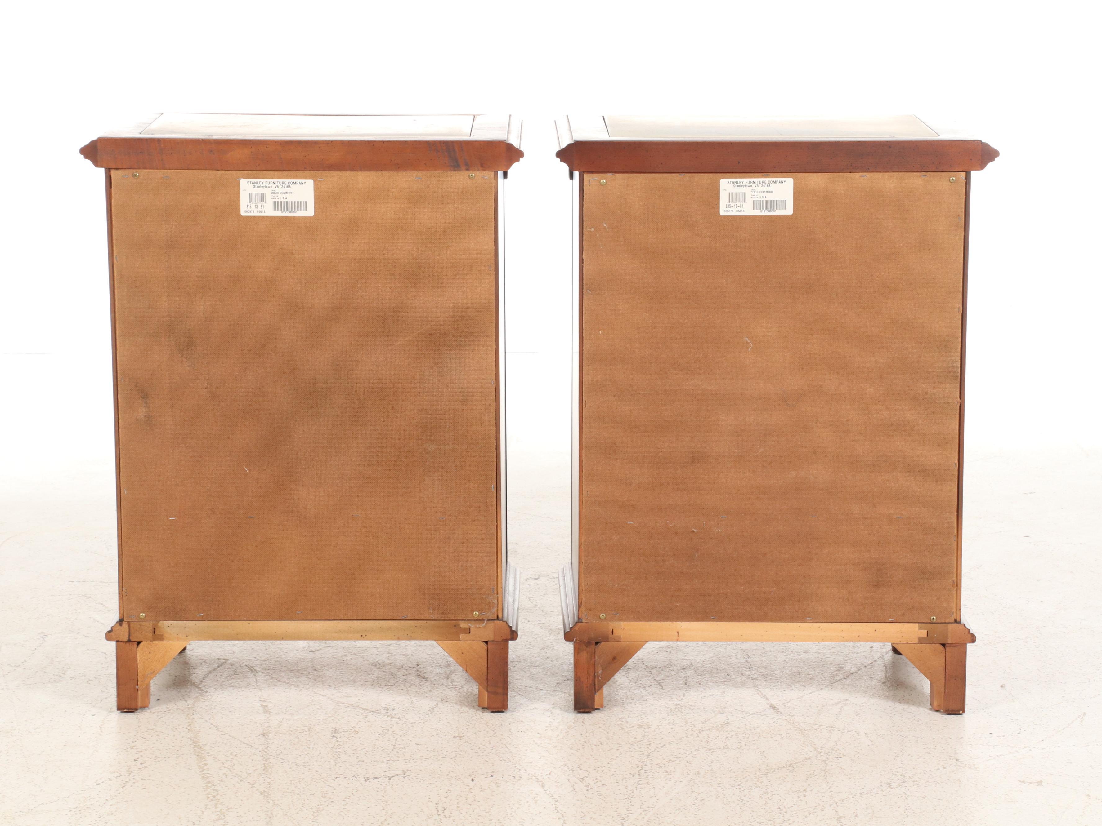 Pair of Stanley Nightstands with Faux Marble Top Inserts