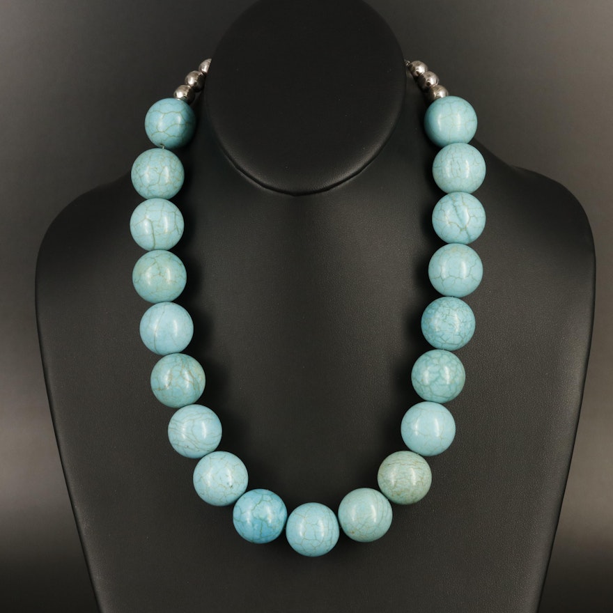 Howlite Necklace with Sterling Clasp