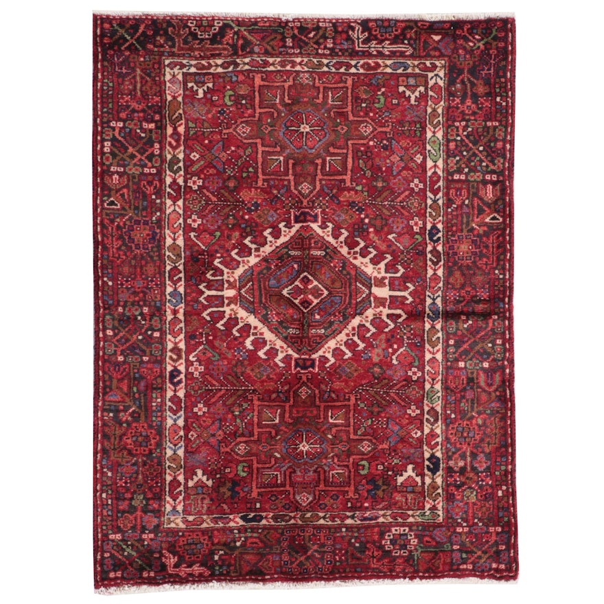 4'11 x 5' Hand-Knotted Persian Karaja Area Rug