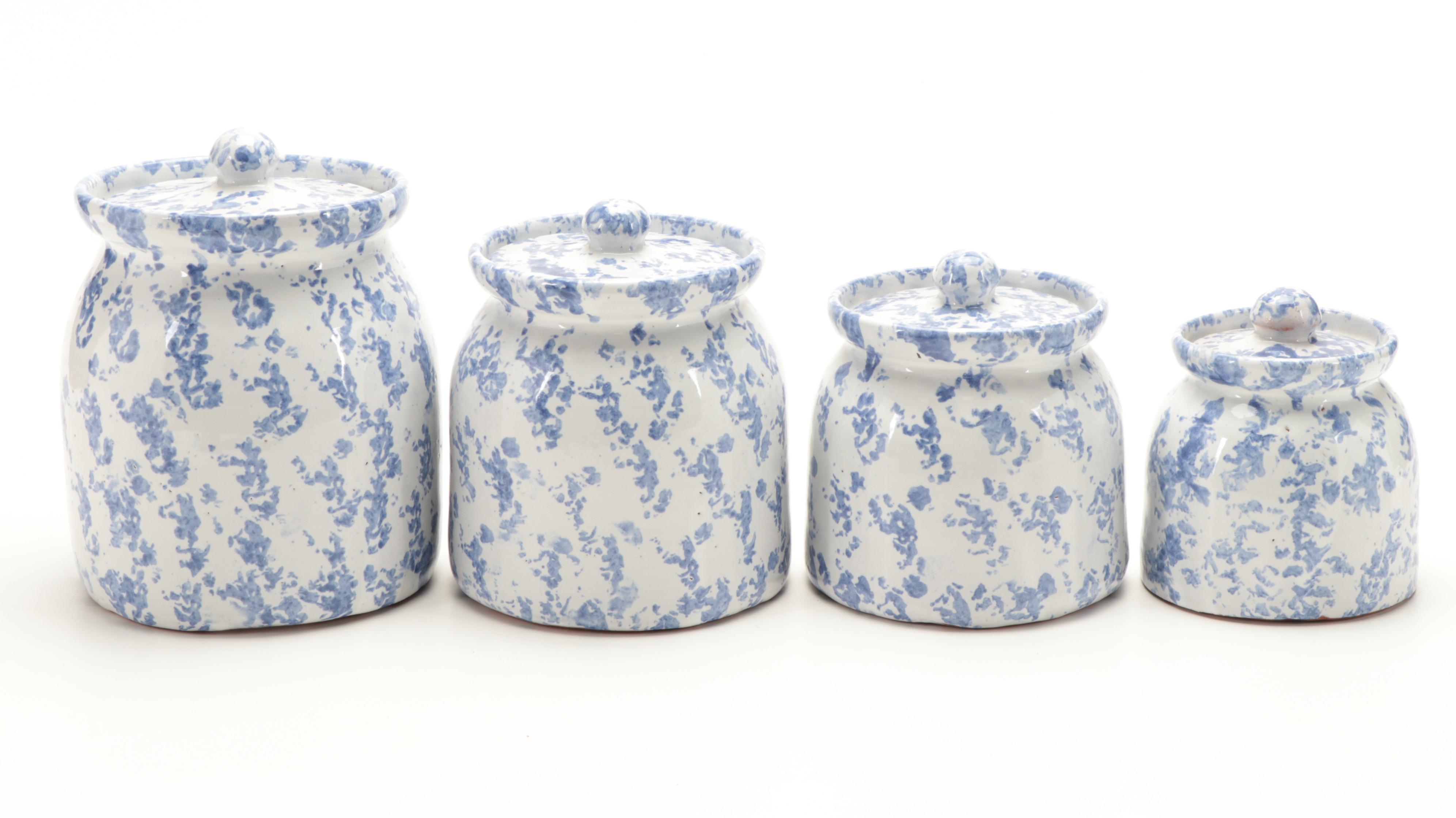 Bybee Pottery Earthenware Canisters and Mixing Bowl