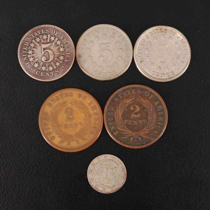 Six Antique United States Coins