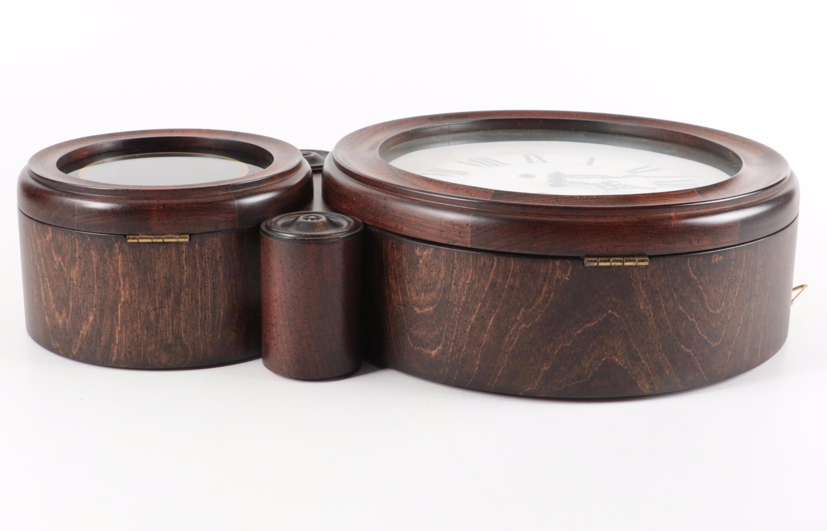 Ethan Allen and Franz Hermle Cherry Figure Eight Wall Clock, Late 20th Century